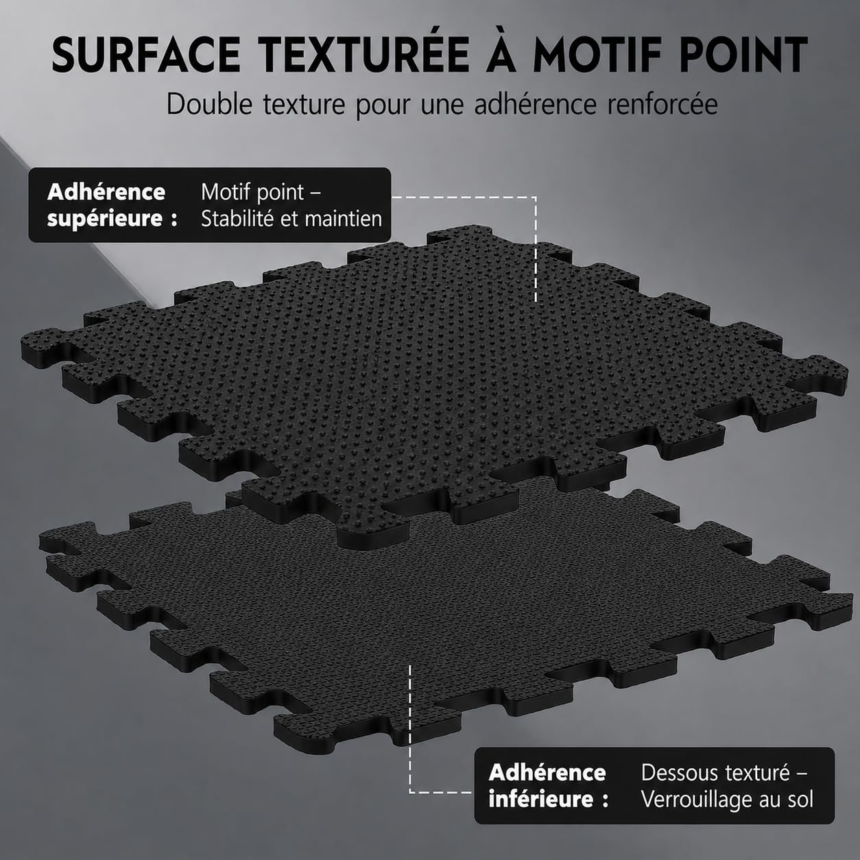 LPVS Tapis de Sol - Dalles Protection Sport - 18 Dalles Mousse 1.2 cm Épaisseur + 27 Bordures - Antidérapant Anti Bruit - Puzzle Fitness - Idéal Gym Banc Salle Sport Garage Tatami - sans BPA