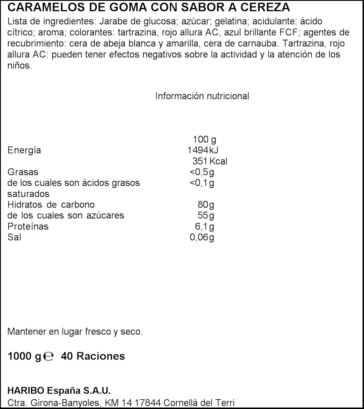 Haribo - Super cerises - Bonbon Gélifié - 1 kg