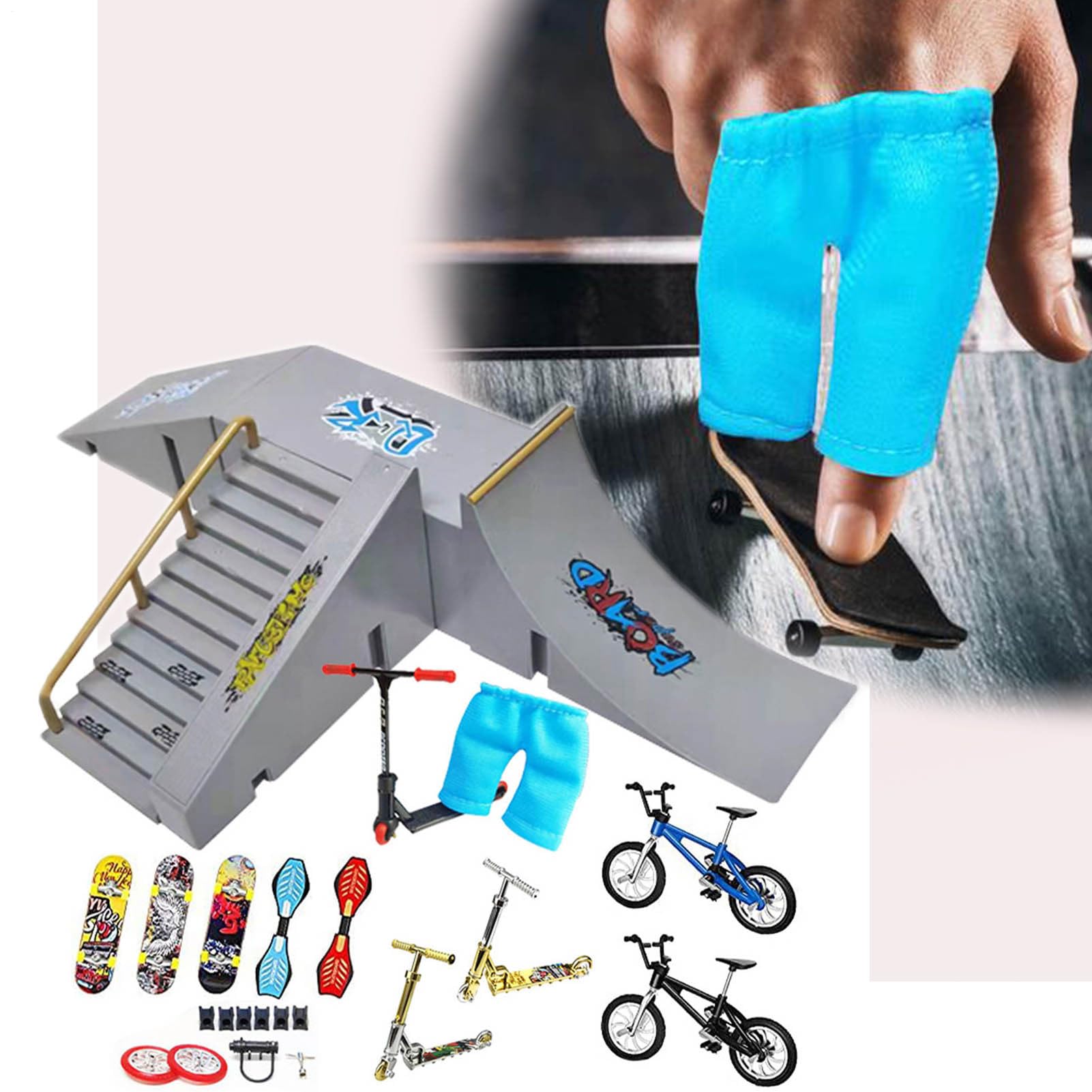 Genérico Kit De Rampa para Skate Park | Mini Patineta para Niños | Juguetes De Fingerboard con Rieles, Rampas Y Obstáculos Cumpleaños para Niños, Niñas, Diversión En Interiores, Trucos Y