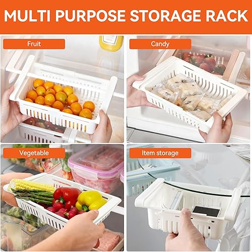 Miniatura 6 de Organizador de cajones para refrigerador, cajón ajustable para refrigerador, caja de almacenamiento retráctil para refrigerador, estante de
