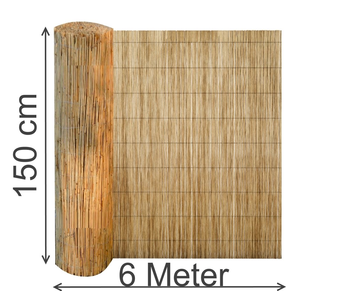 EXCOLO Schilfrohrmatte 150x600 cm – Natürlicher Sichtschutz & Windschutz, wetterfeste Schilfrohr-Sichtschutzmatte, Gartenzaun-Verkleidung, Balkon-Abtrennung, robuste Schilfrohrmatte für Terrasse
