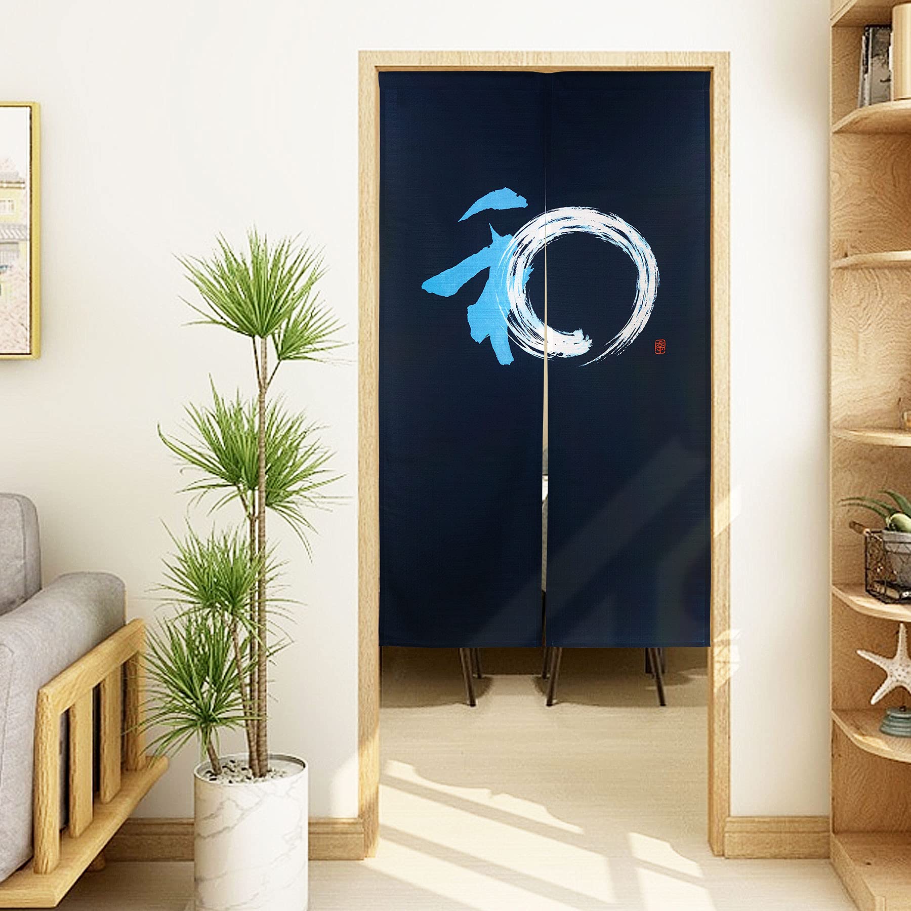 LIGICKY Tende Giapponesi Noren Lunghe Tende da Porta Tapisserie per Tessuti per la Casa Divisori di Spazio, Blu 85 x 150 cm (Motivo Classico della Fortuna)