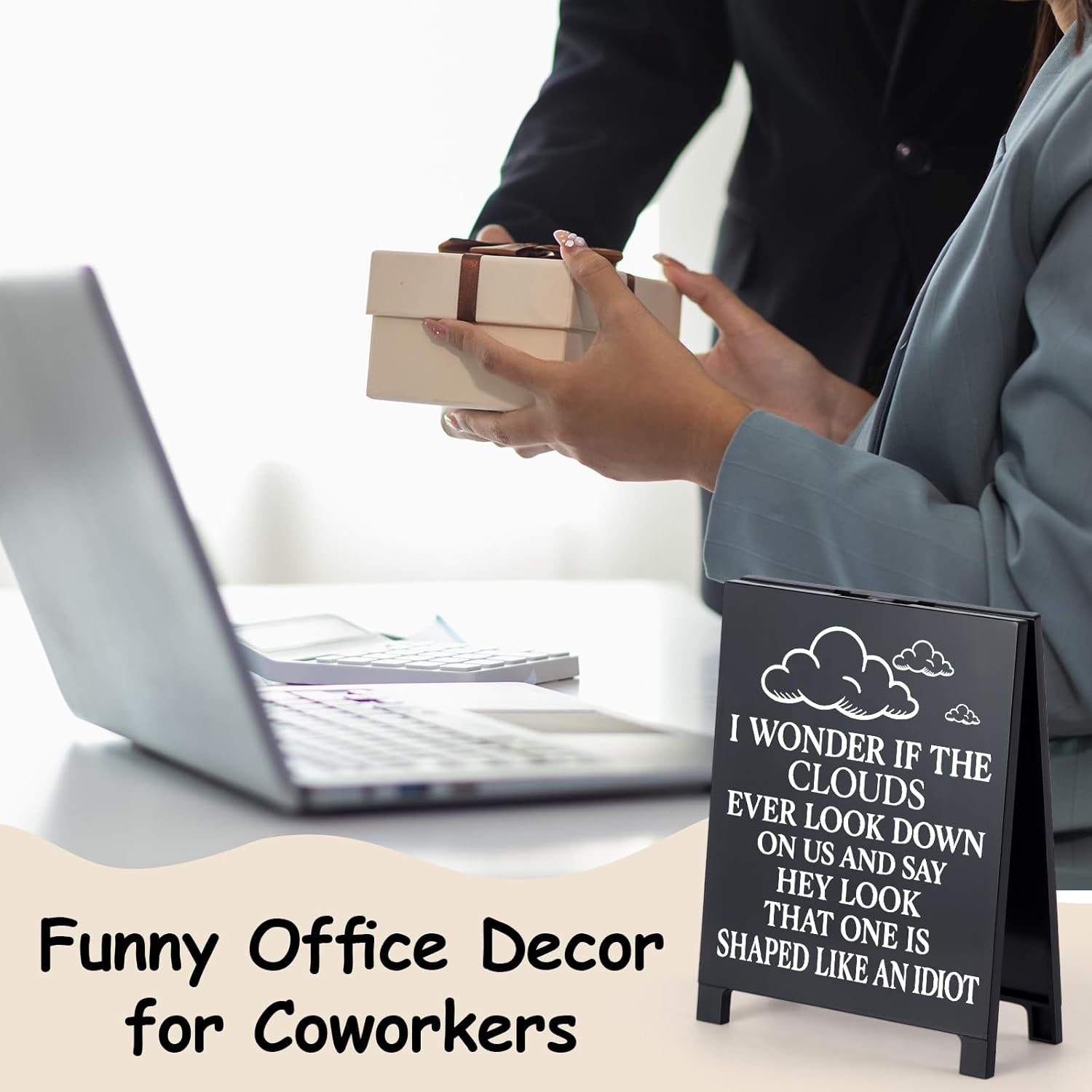 Funny Office Decor Coworker Gifts Satirical Desk Decor Funny Desk Signs Team Gag Gifts for Employees Boss Sarcastic Office Desktop Decorations Supplies Hey Look That One Is Shaped Like An Idiot - Image 7