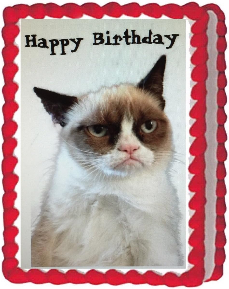 Grumpy Cat Edible Cake Image Topper 1/4 Sheet Decoration Birthday Party