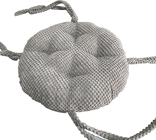 Miniatura 5 de Cojín de asiento redondo personalizado, almohadillas antideslizantes para silla con lazos, cojín de silla de 2.3 pulgadas de grosor, cojín de silla