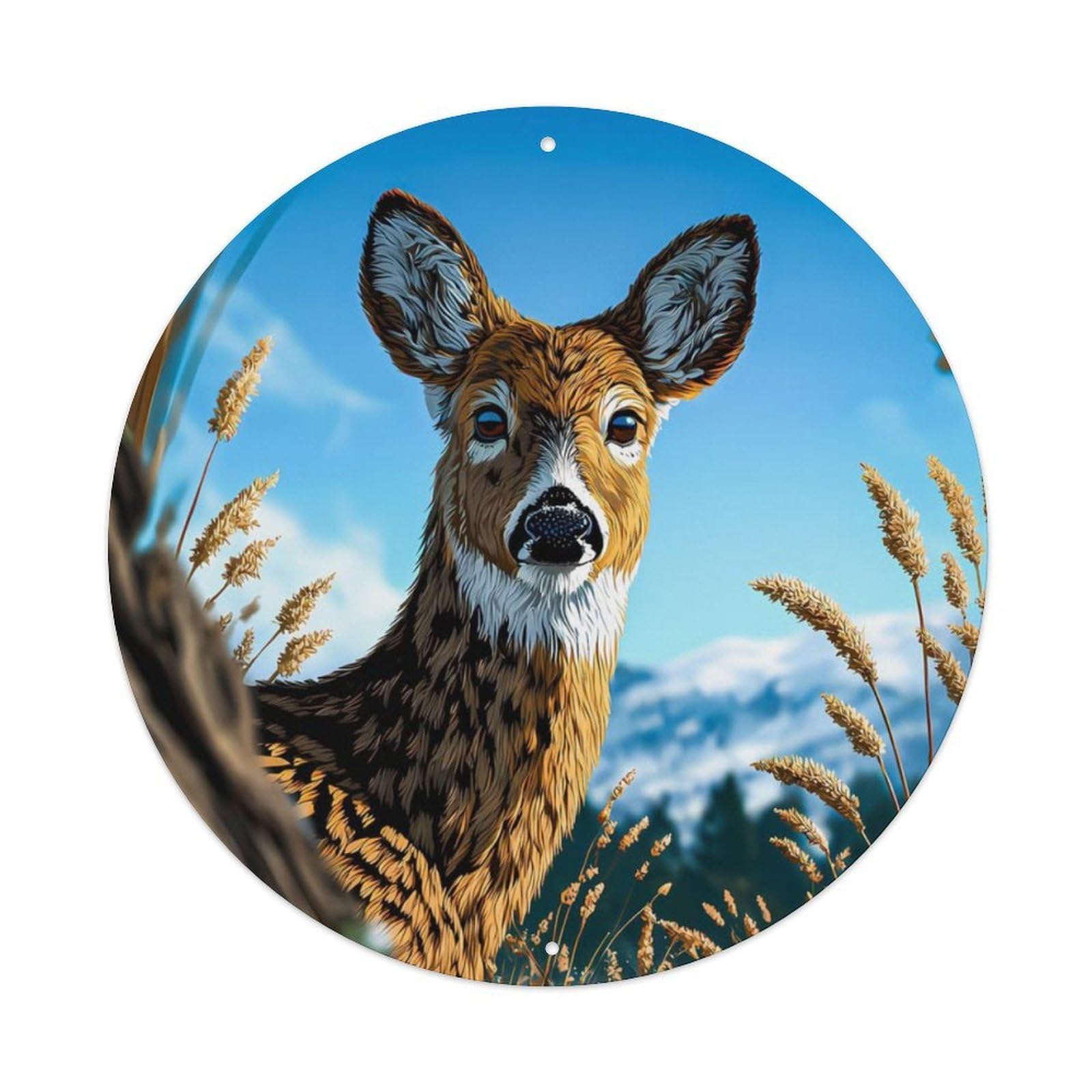 Animal White-tailed Deer Winter Snow Mountain Vintage Metal Tin Sign Plaque Wall Decor for Cafe, Club Bar, Office, Garden Metal Poster 8x8Inch