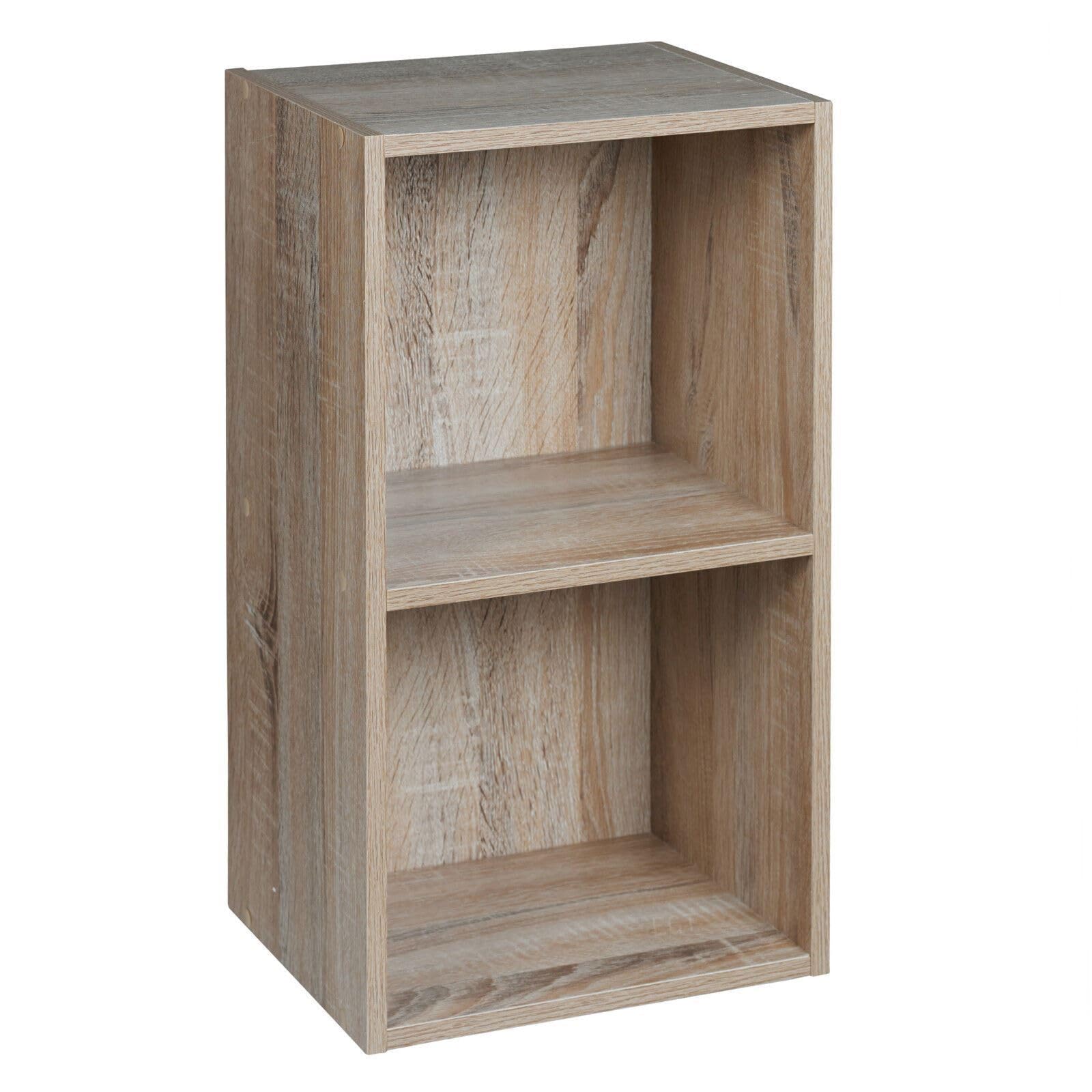 URBNLIVING Tier Wooden Bookcase Shelving Display Storage Shelf Unit Wood Shelves (Antique Oak, 2 Shelf)