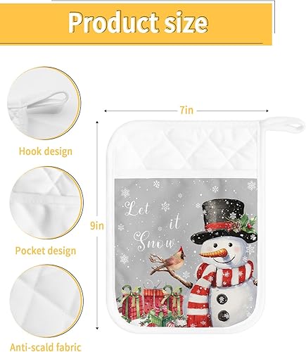 Miniatura 10 de Christmas 5Pcs Pot Holders for Kitchen, Non Slip & Heat Insulation Terry Cloth Potholder Set with Pocket, Thick Hot Pad Oven Mitts Trivet Coaster