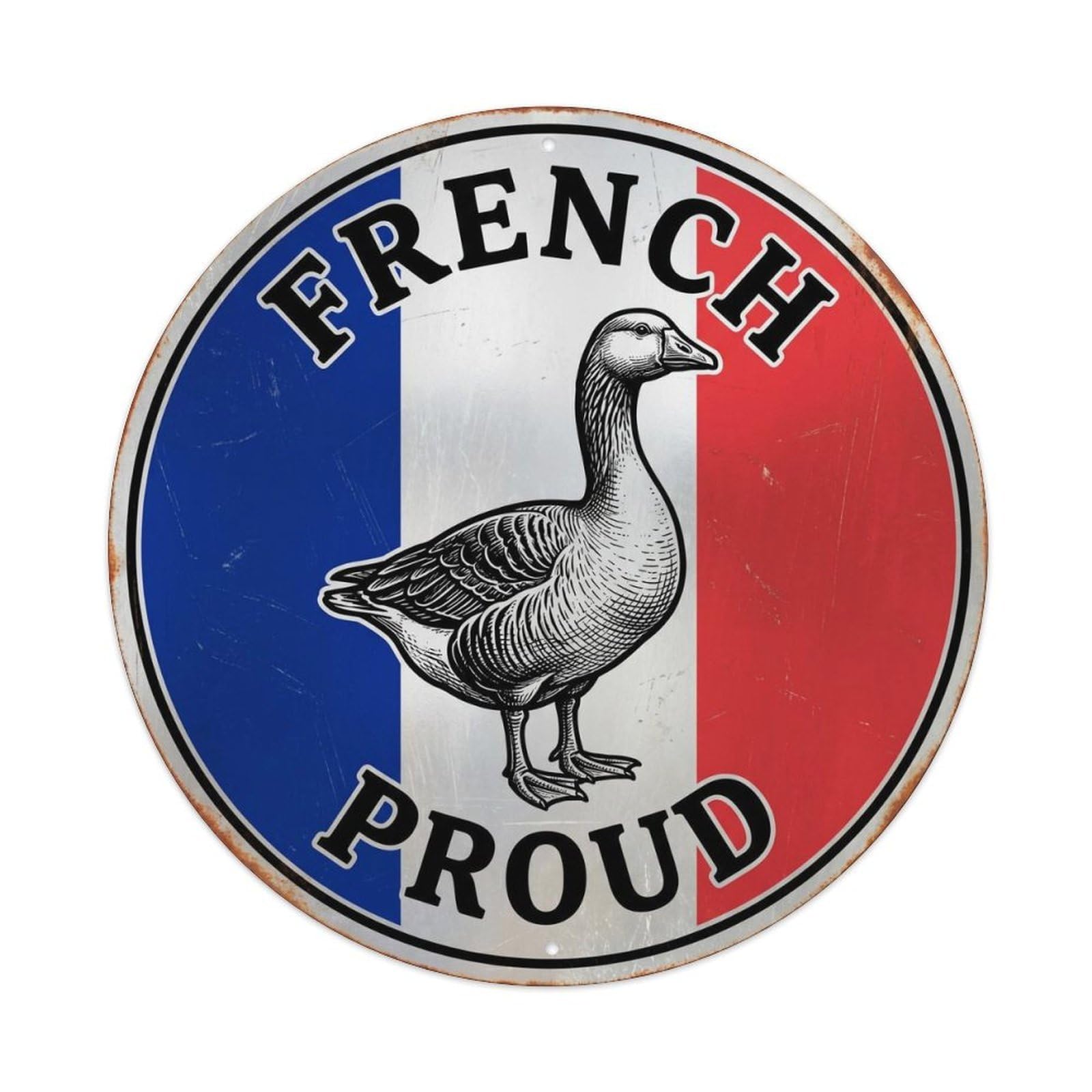 Olhnbad Style French Proud Goose Farm Animal Heritage Emblem Metal Tin Sign
