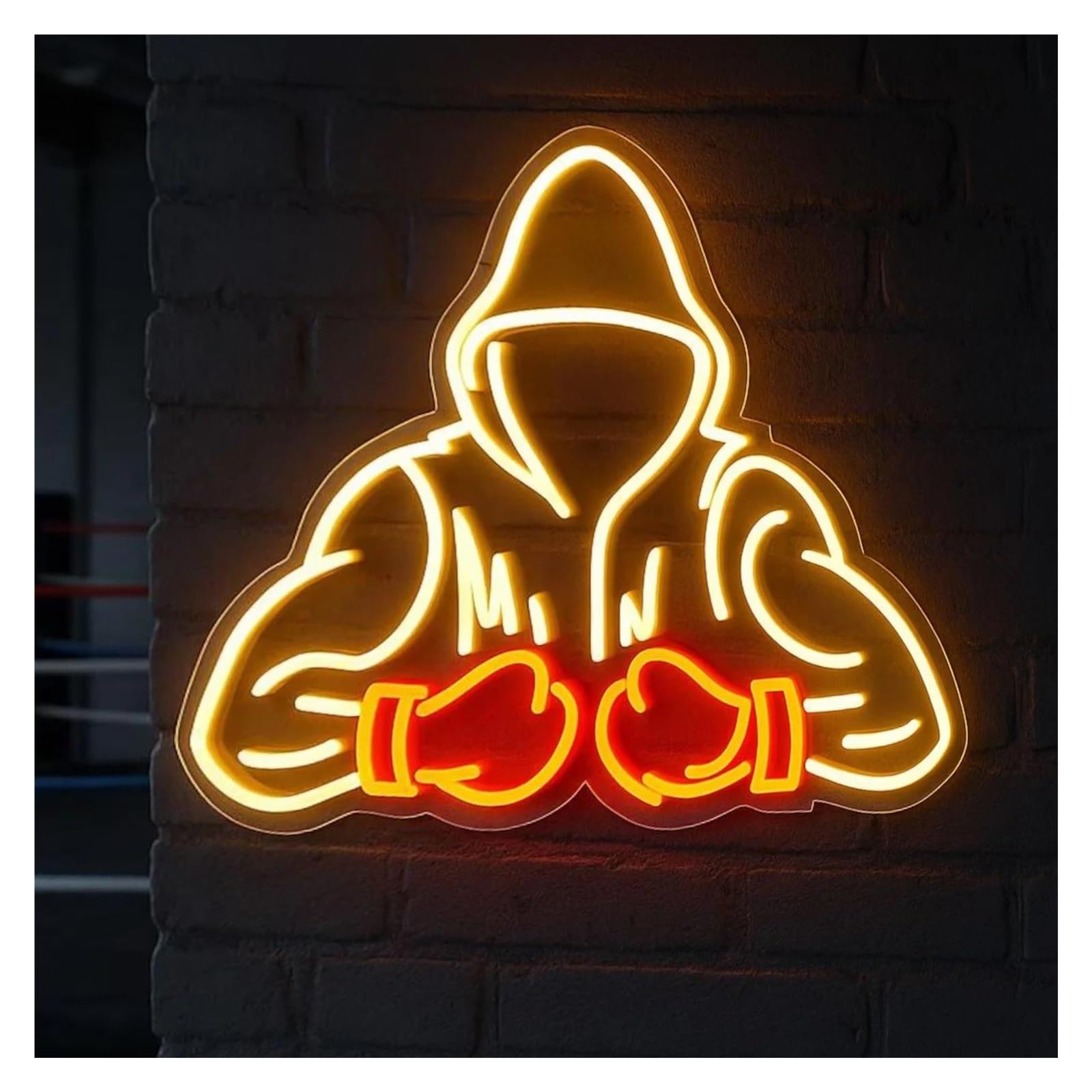 XENITE Hanging Art Neon Signs Boxing Neon Sign Adjustable Brightness for Gym Boxing Club Man Cave Fitness Room Wall Decor 50cm