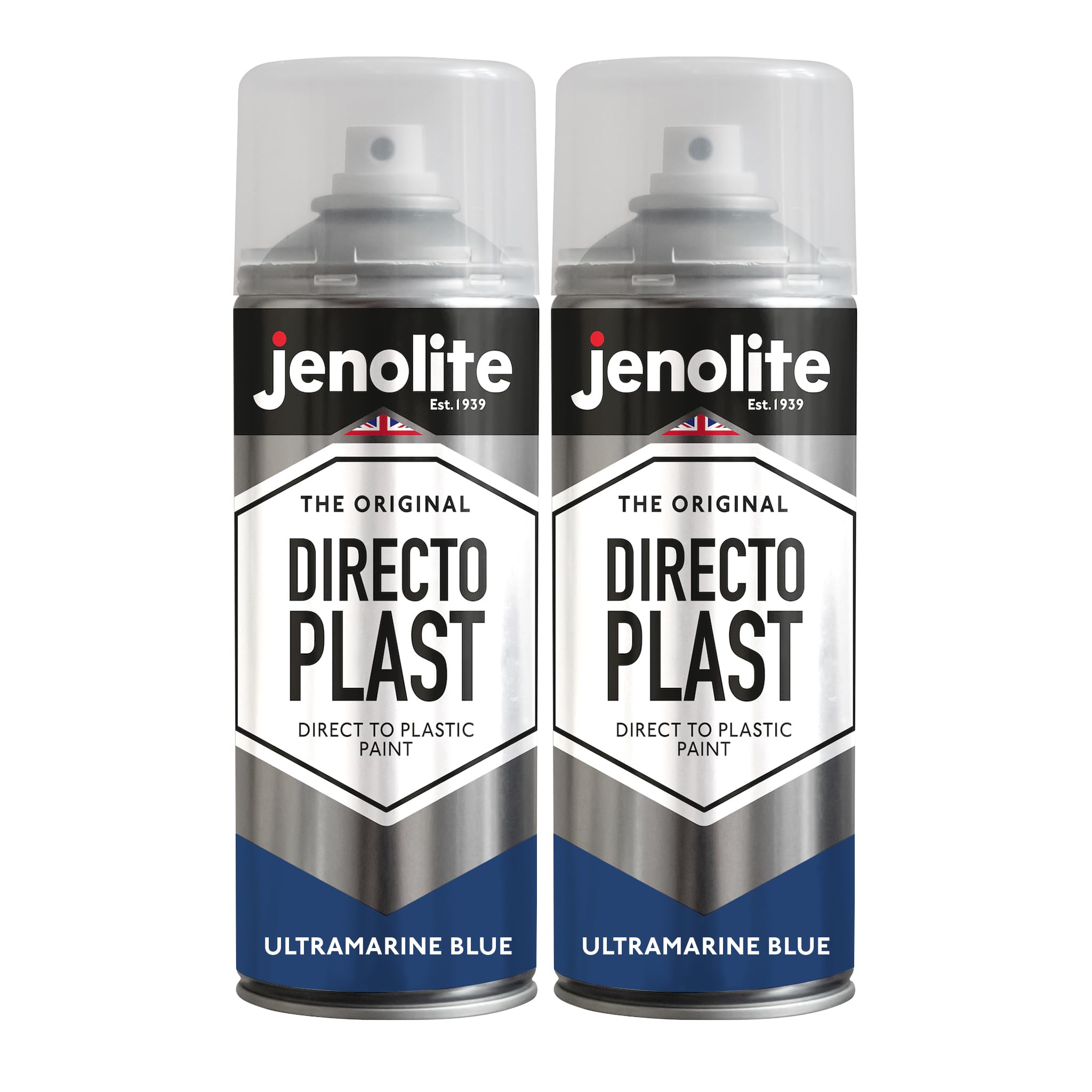 Jenolite Ultramarine Blue Directoplast Gloss Spray Paint | |2X400ml | Spray Paint For Plastic Surfaces | For All Types Of Plastic | No Primer Required Multi Surface Paint | Ral5002