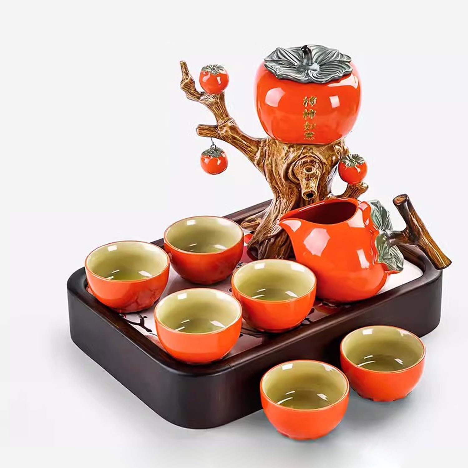 teekanne mit stövchen Matcha Tee Set Persimmon Ruyi Lazy Tea Maker, automatisches Teezubereitungs-Teeset(Color:4,Size:)