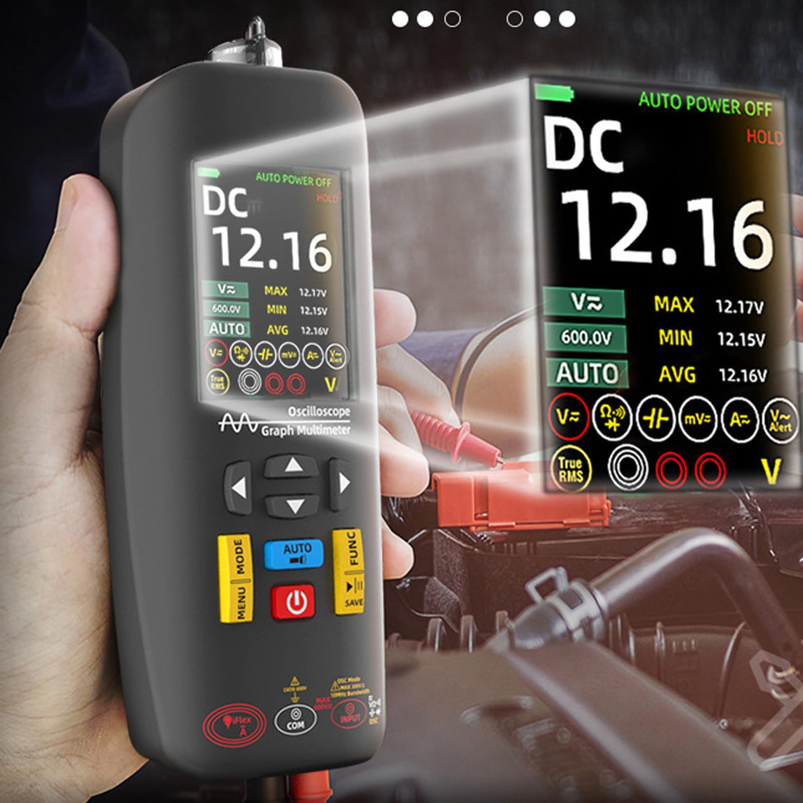 Handheld-Oszilloskop-Multimeter-Generator 6000 Zählungen Spannungs- und Stromtest Automatische Wellenformerfassungsfunktion für Kondensator-Widerstands-Diodentest