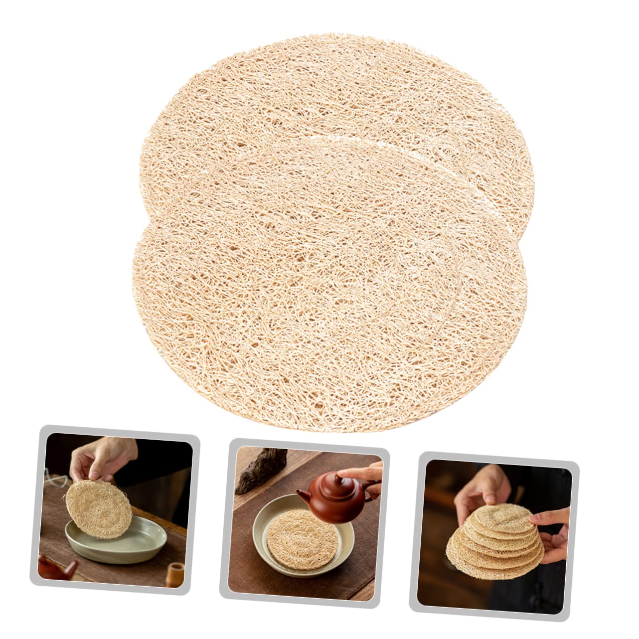 PRETYZOOM 10piezas Posavasos De Té Multiuso Cojines De Taza De Té Antideslizantes Funda Natural De Luffa Adecuados para Casa Oficina