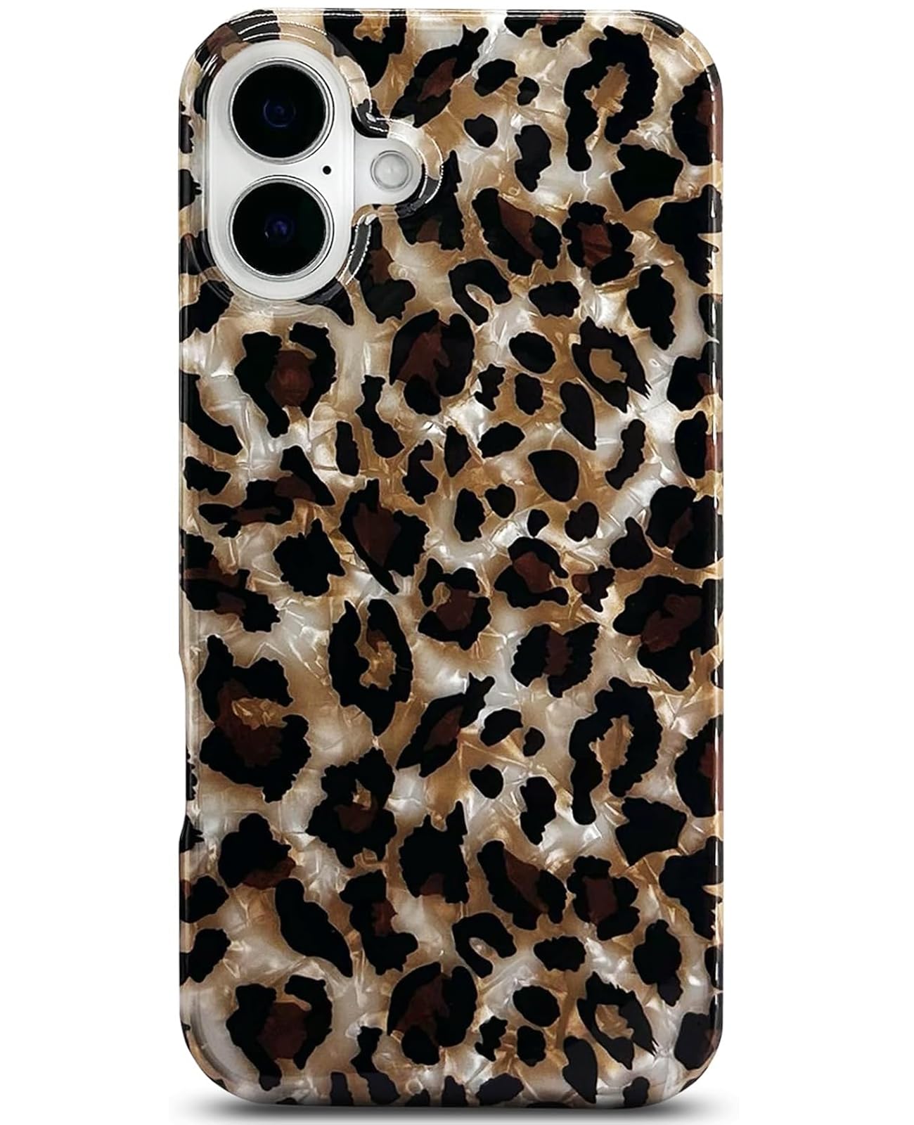 J.west Compatible with iPhone 16 Plus Case,Luxury Sparkle Translucent Clear Vintage Leopard Print Soft Silicone Cover for Girls Women Protective Phone