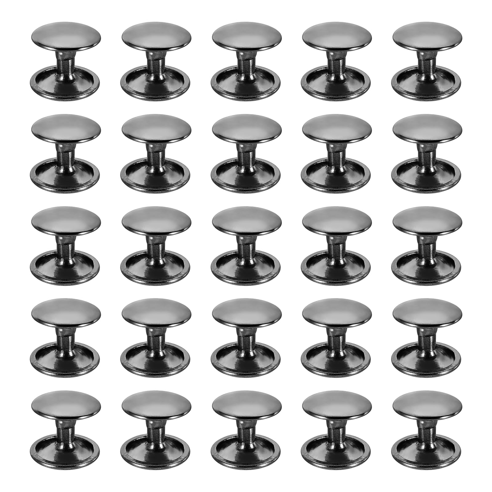 PATIKIL Leather Rivets, 160Sets Carbon Steel Double Cap Rivet Kits Craft Replacement Accessories for Handbags Belts Clothes Shoes, Black (12 x 12 Mm)