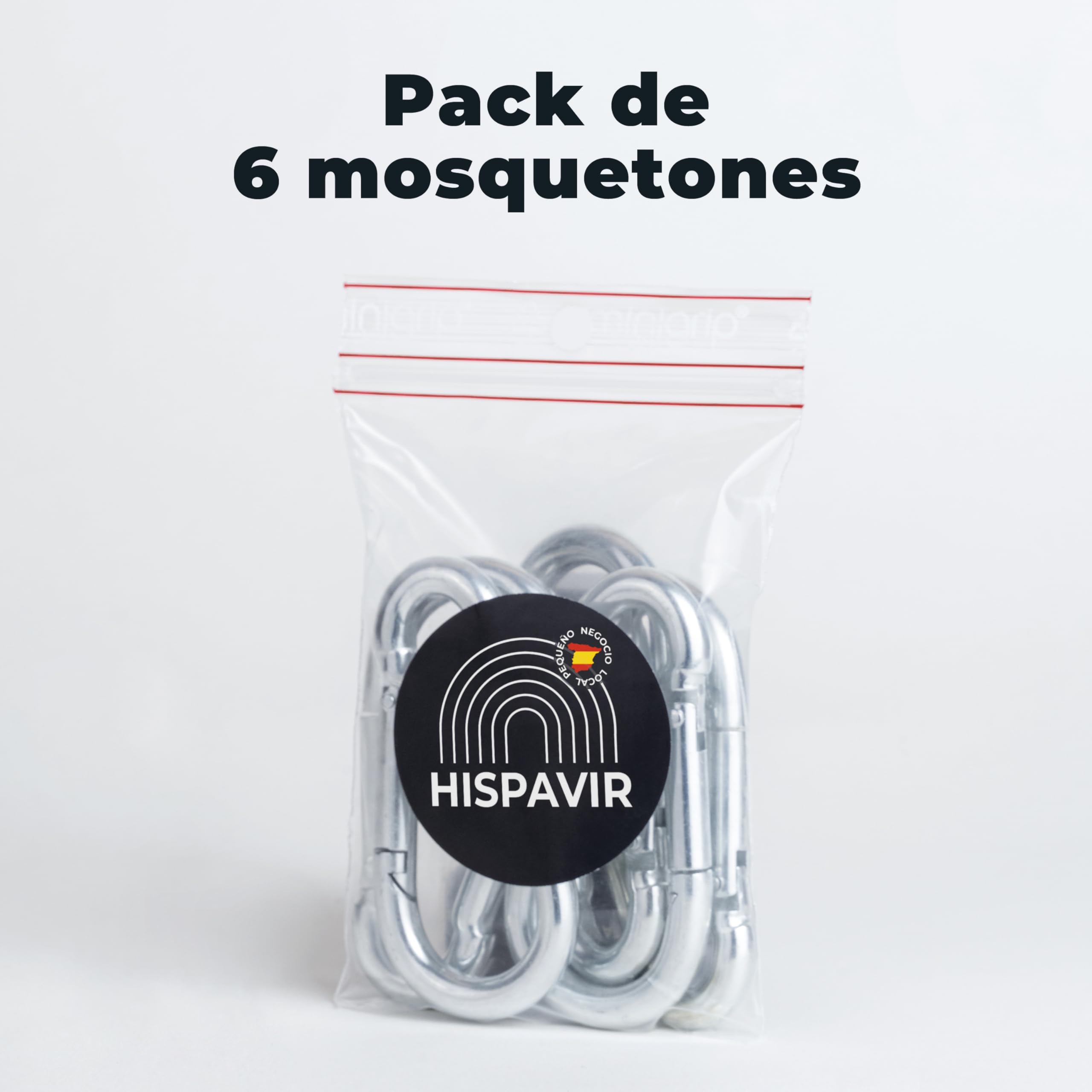 Mosquetones pequeños | 5x50 | 6x60 | 8x80 | Acero Cincado | 6, 12, 50 o 100 uds | Cierre de Resorte | Bolsa o Caja | Mosquetones rapidos
