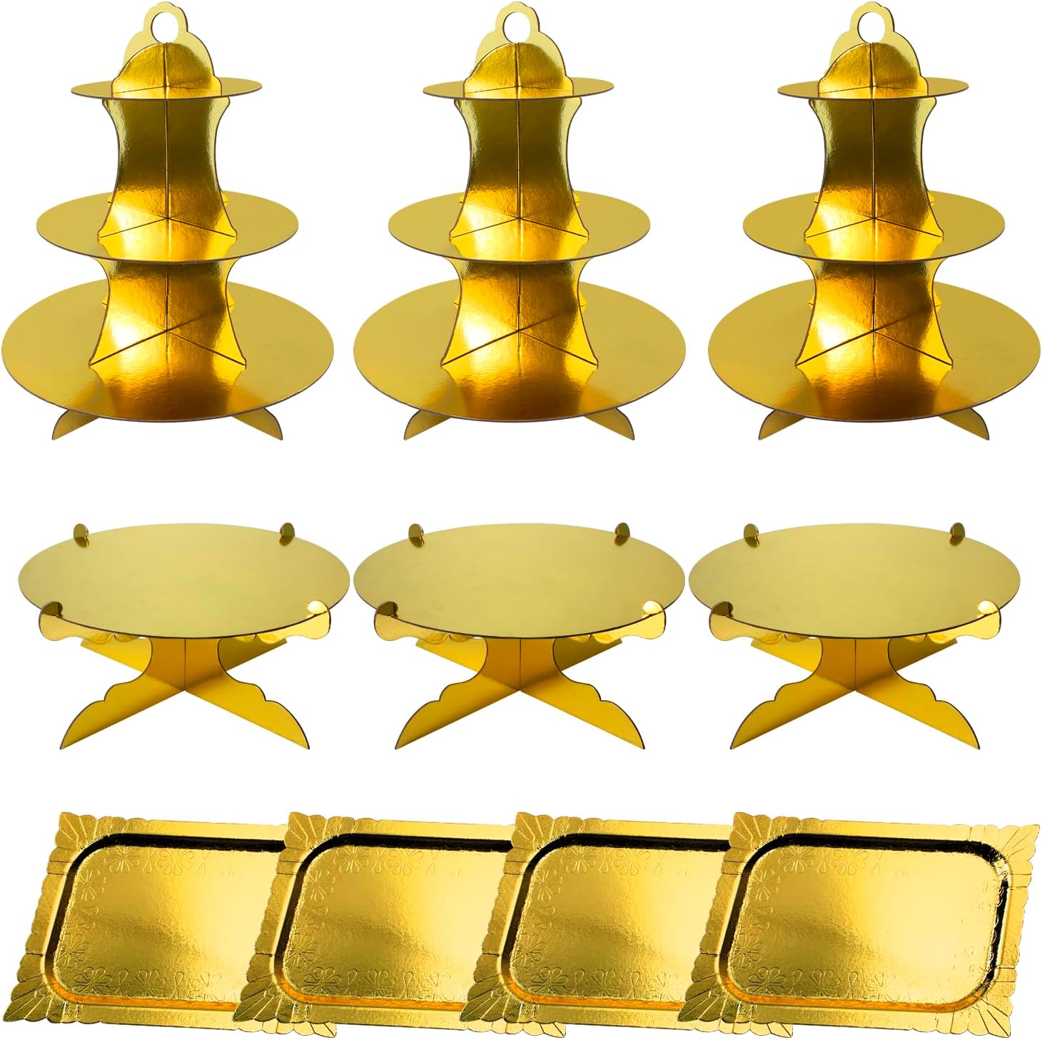 10 Pieces Gold Cake Stand Set, 3tier Cardboard Cupcake