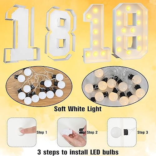 Miniatura 4 de Marco de números luminosos de marquesina de 4 pies con números 50 para fiesta de cumpleaños 50, cartón grande con bombillas precortadas, kit gigante