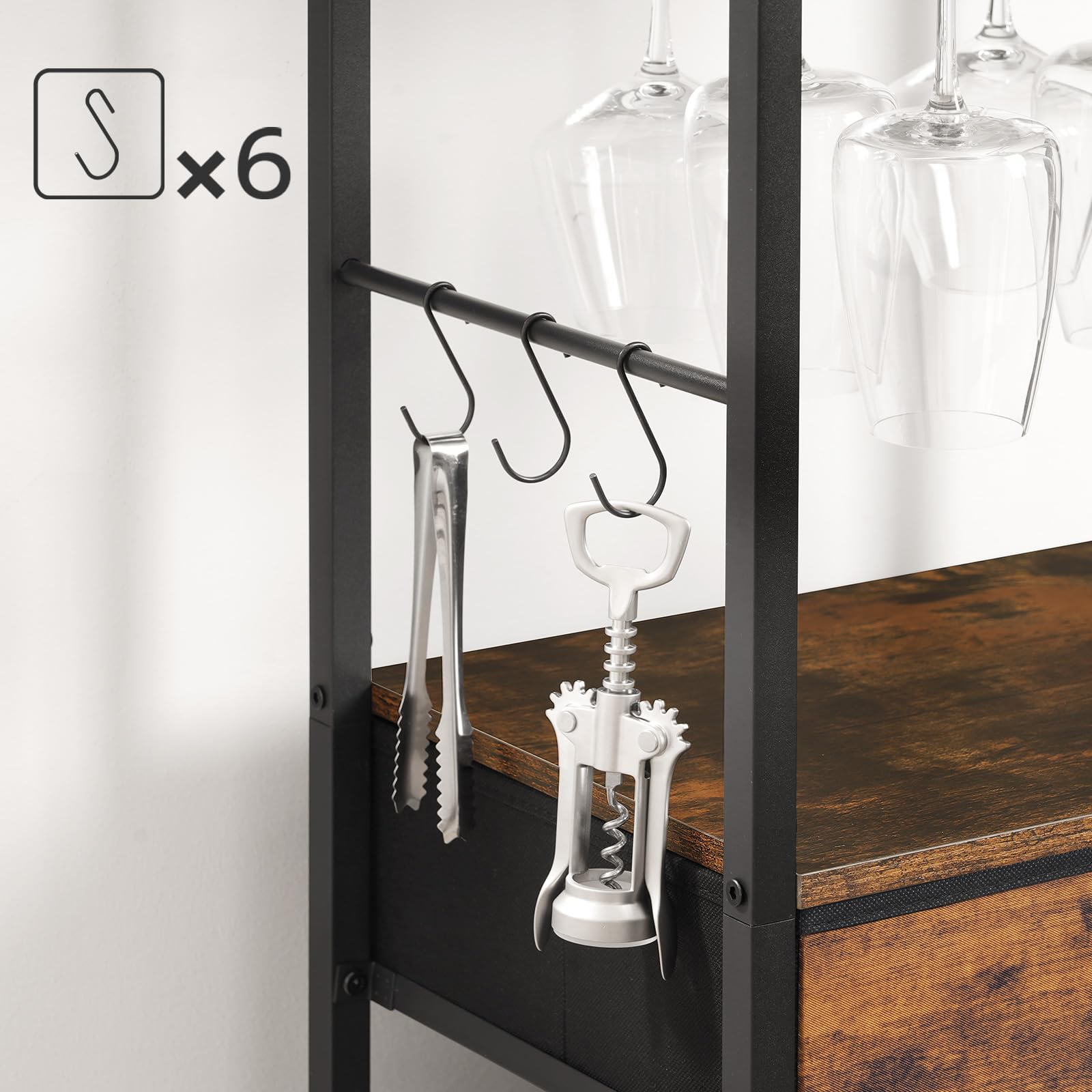 HOOBRO Weinregal für 16 Flaschen, Flaschenregal Holz mit 6 Etagen, Weinständer mit Schublade, Weinschrank, Weinflaschenhalter mit Glashalter 40 x 30 x 102 cm, Flaschen Organizer EBF10JJ01