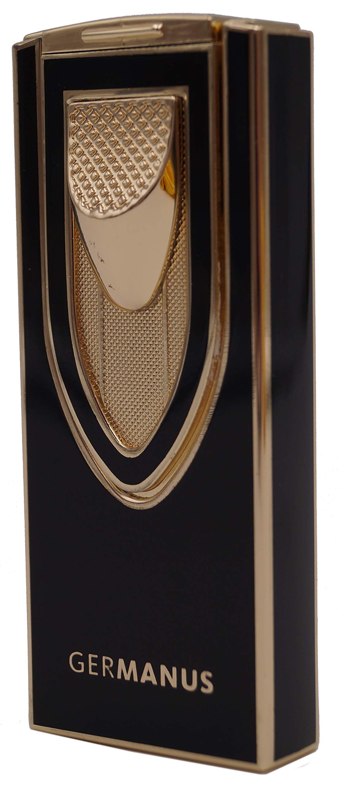 GERMANUS Jetflame torch lighter with 2 flames for cigars, Black, Gold