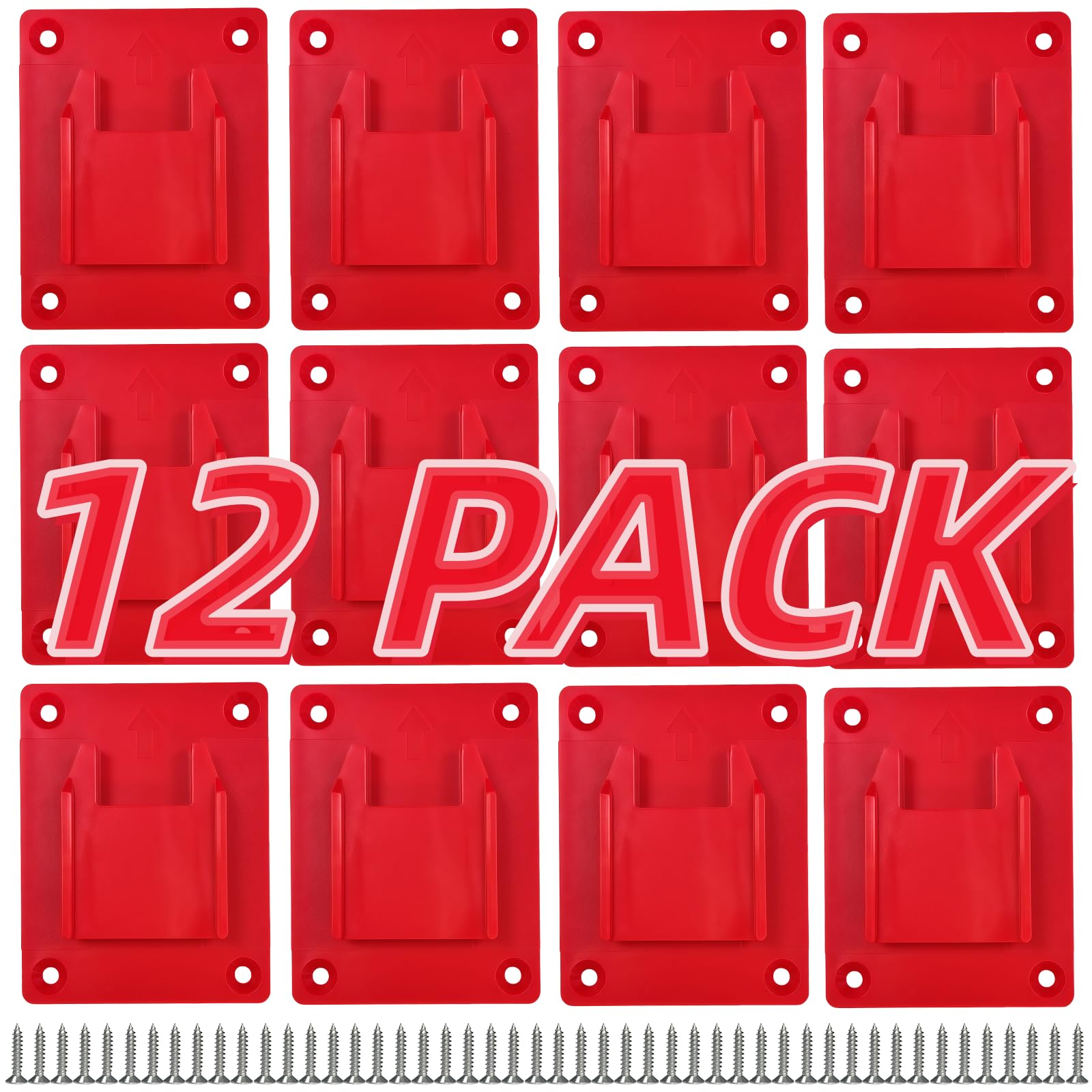 esmusssein 12 Packs Tool Mount Compatible with Milwaukee M18 for 20V 12V Drill for Red 18V,Red Tool Holder,Drill Organizer Wall Mount - Power Tool Storage Wall-Mounted, Workshop Storage — image 1