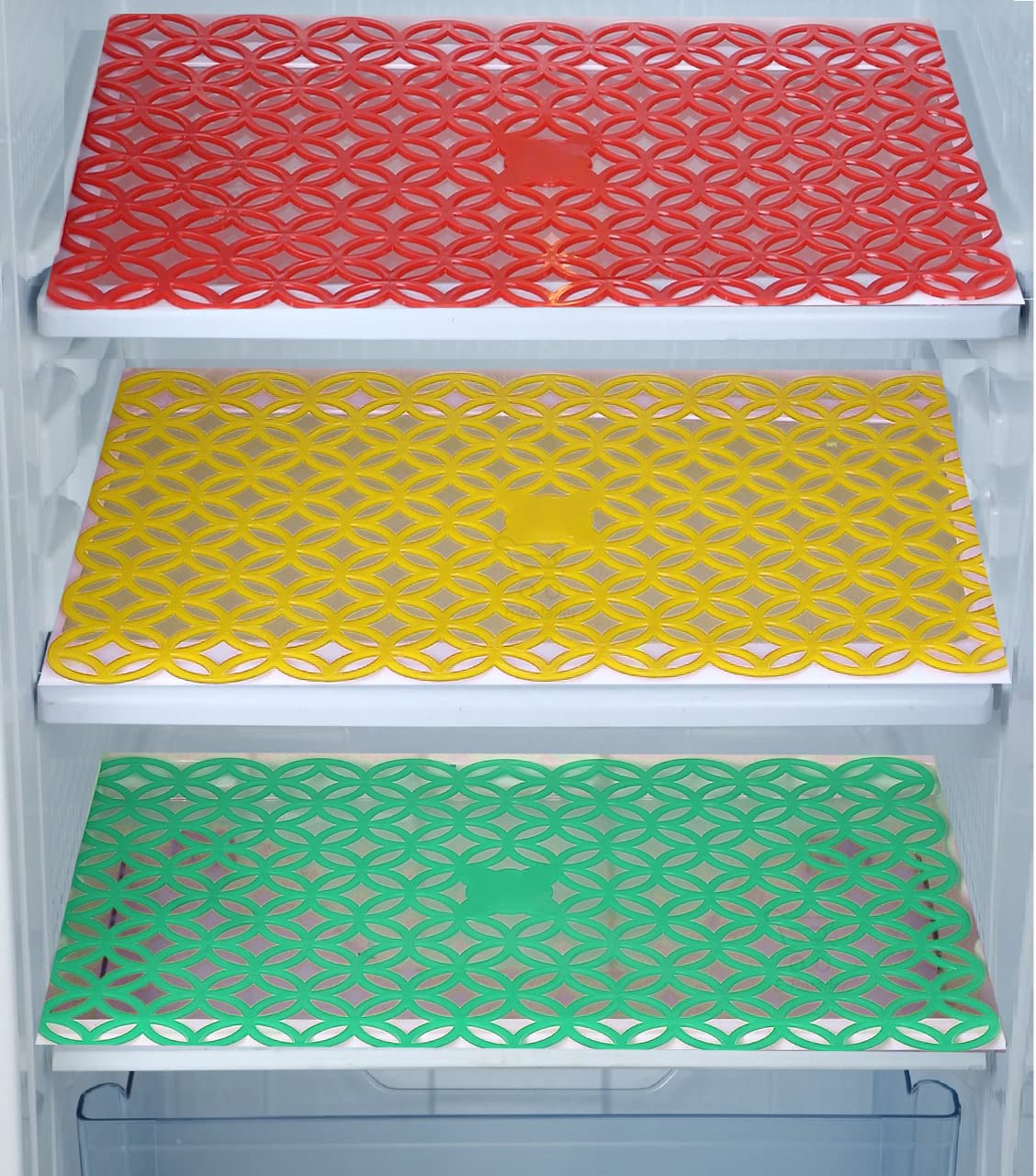 E-Retailer® Multipurpose Waterproof PVC Refrigerator/Fridge Drawer Mats Washable Non-Slip Shelf Liners for Kitchen Set of 3 Pcs (Jali Mutli, 17.5x11.5 Inch)