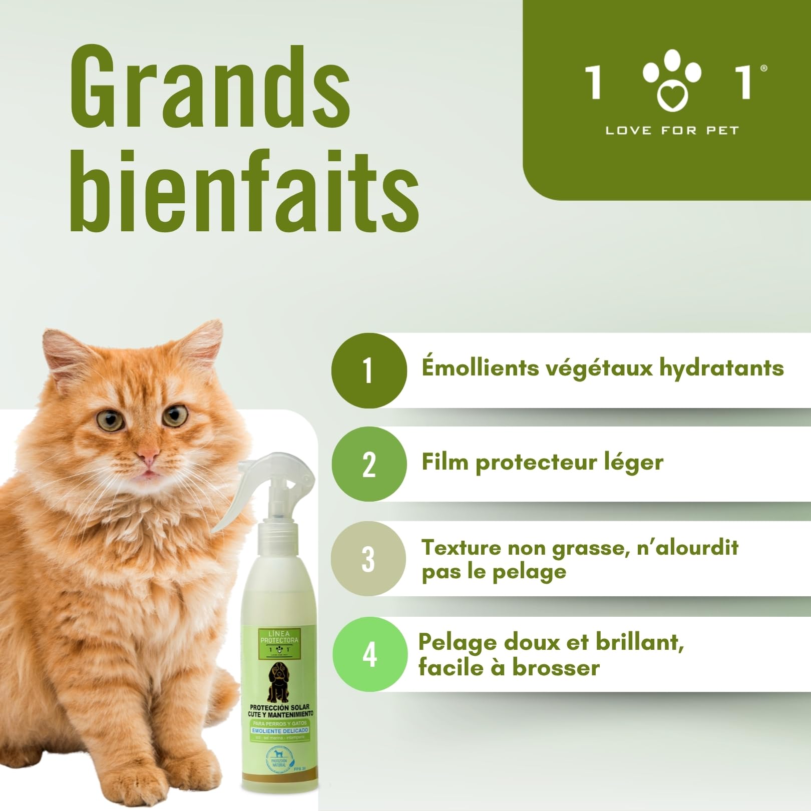 Linea 101 Creme Solaire Chien et Chat Spray 250ml Naturel et Végétal, Crème Solaire Chat Blanc, Protège Peau et Pelage du Soleil, Sel et Vent, SPF 30