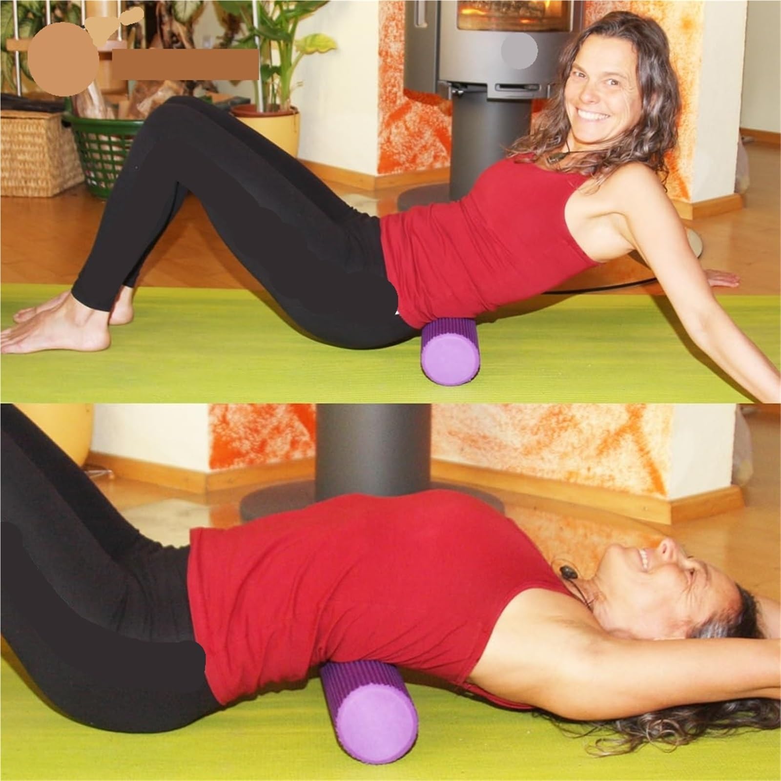 Rullo di schiuma for pilates da 2 pezzi, punto 45 cm, rullo massaggio EVA, del tessuto Per Sport(Black)