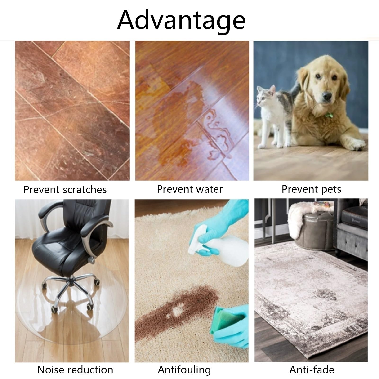 Tapis de protection de sol imperméable en PVC transparent personnalisable - Rectangulaire - 100 x 400 cm - Facile à nettoyer - Idéal pour les chaises de bureau et la protection des poils