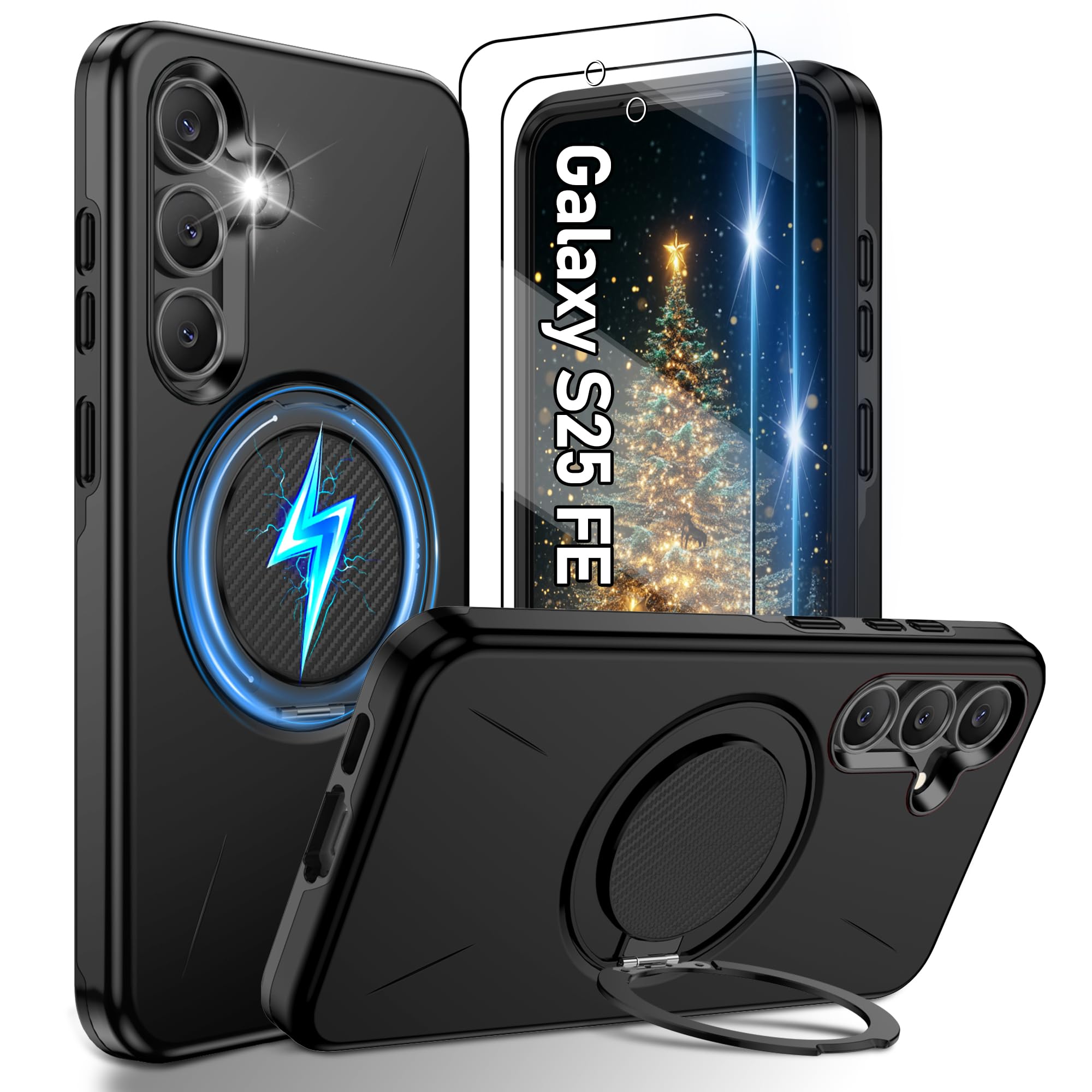 Gritup für Samsung S Serie Gehäuse [Kompatibel mit MagSafe Zubehör]: 2 Stück HD-Bildschirmschutz, eingebauter Kickstand, Dual Layer Stoßdicht, Kamera Guard, Samt Touch
