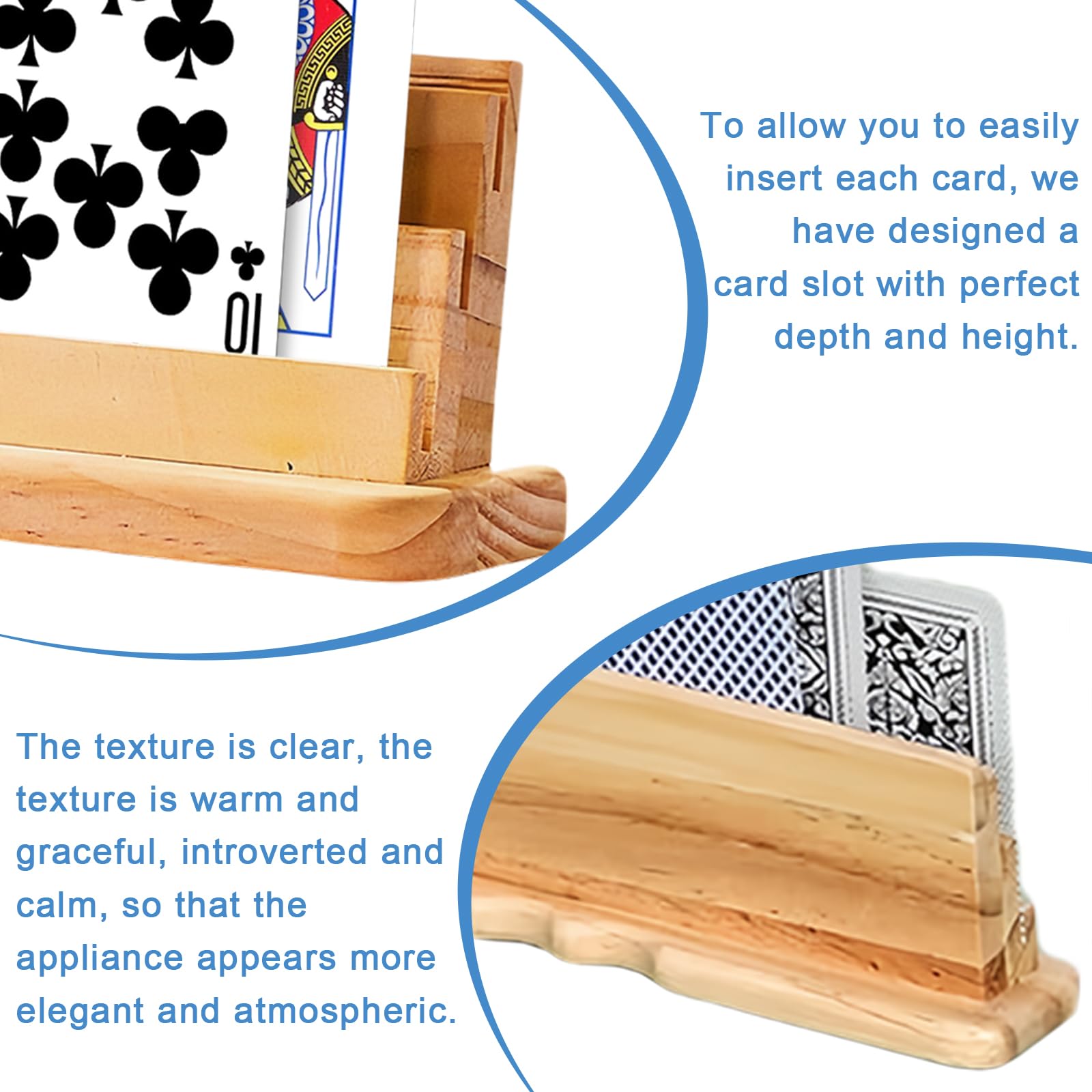 GOMETY Porta Carte da Gioco: 2 Pezzi in Legno Resistente, Esperienza di Gioco a Mani Libere, per Bambini, Anziani, Adulti (33cm)