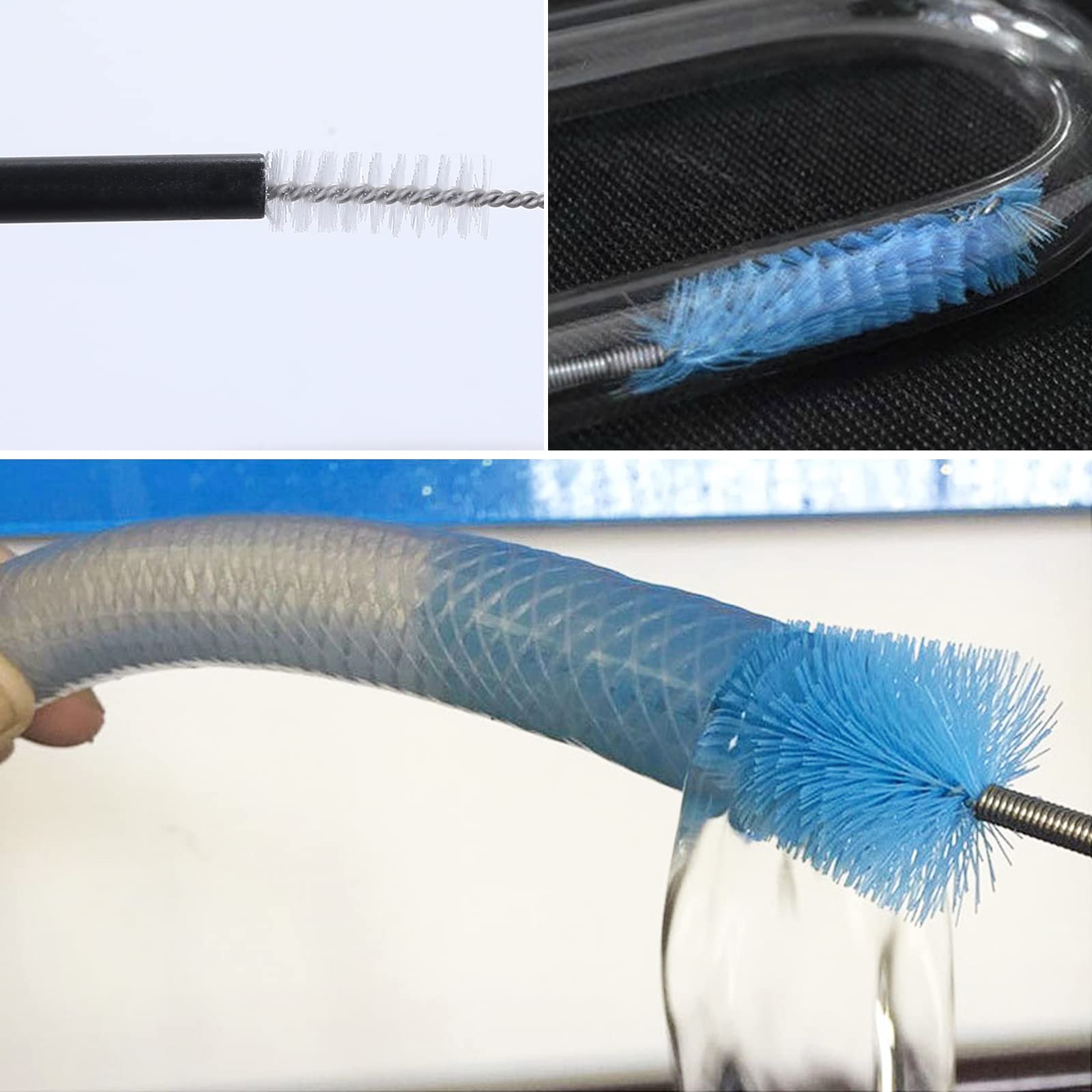 cobee Szczotka filtrująca do akwarium, 155 cm, szczotka do czyszczenia akwarium, 20 cm, długa rurka, szczotka do czyszczenia, elastyczna, podwójna końcówka, do akwarium, wewnątrz, kuchni (3