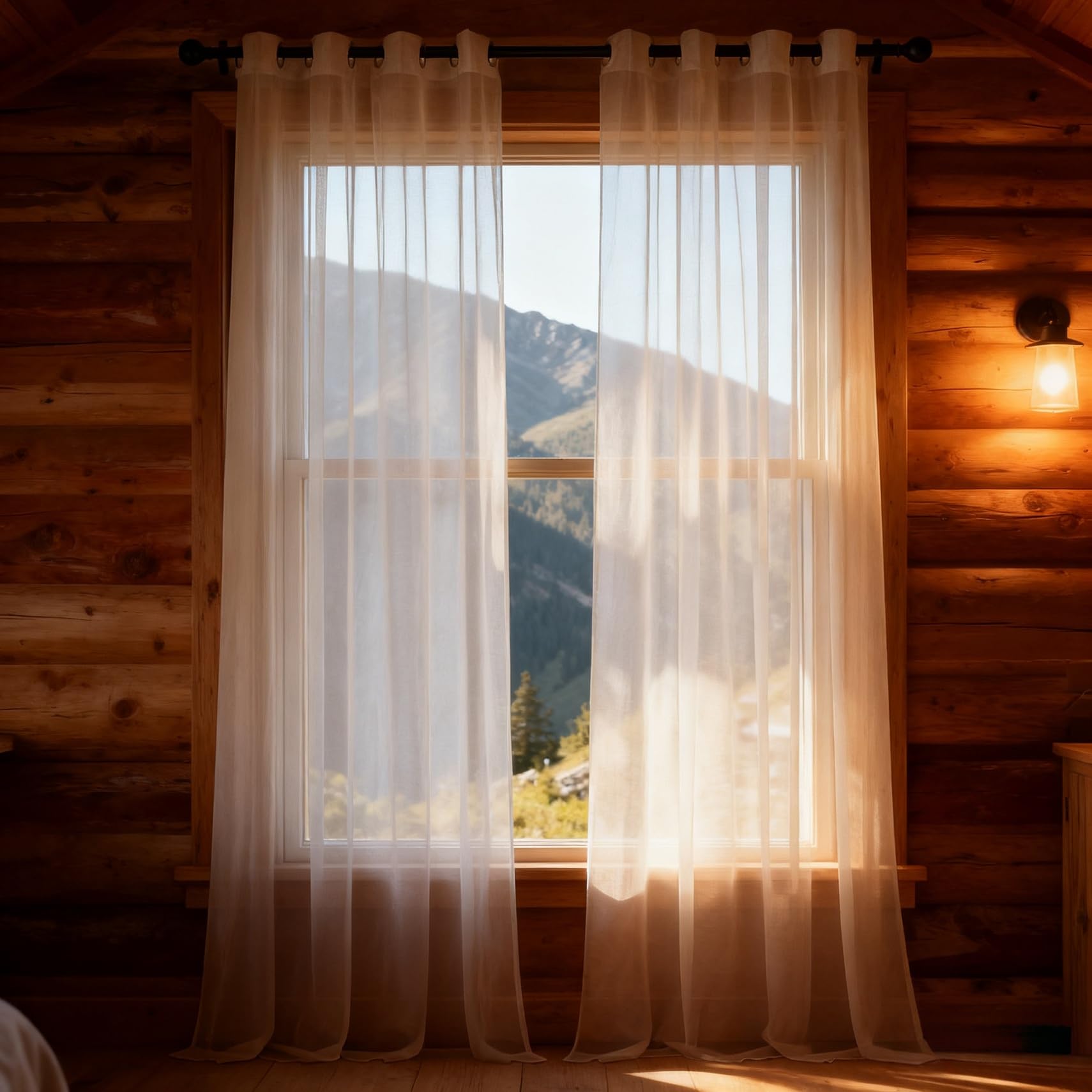 Voilage 115 x 80 cm transparent et rideaux de protection