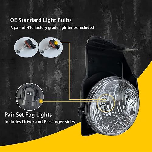 Miniatura 4 de Luces antiniebla para GMC Sierra 15001500HD25002500HD35003500HD35003500HD, 1 par de faros antiniebla con lado derecho e izquierdo (lente