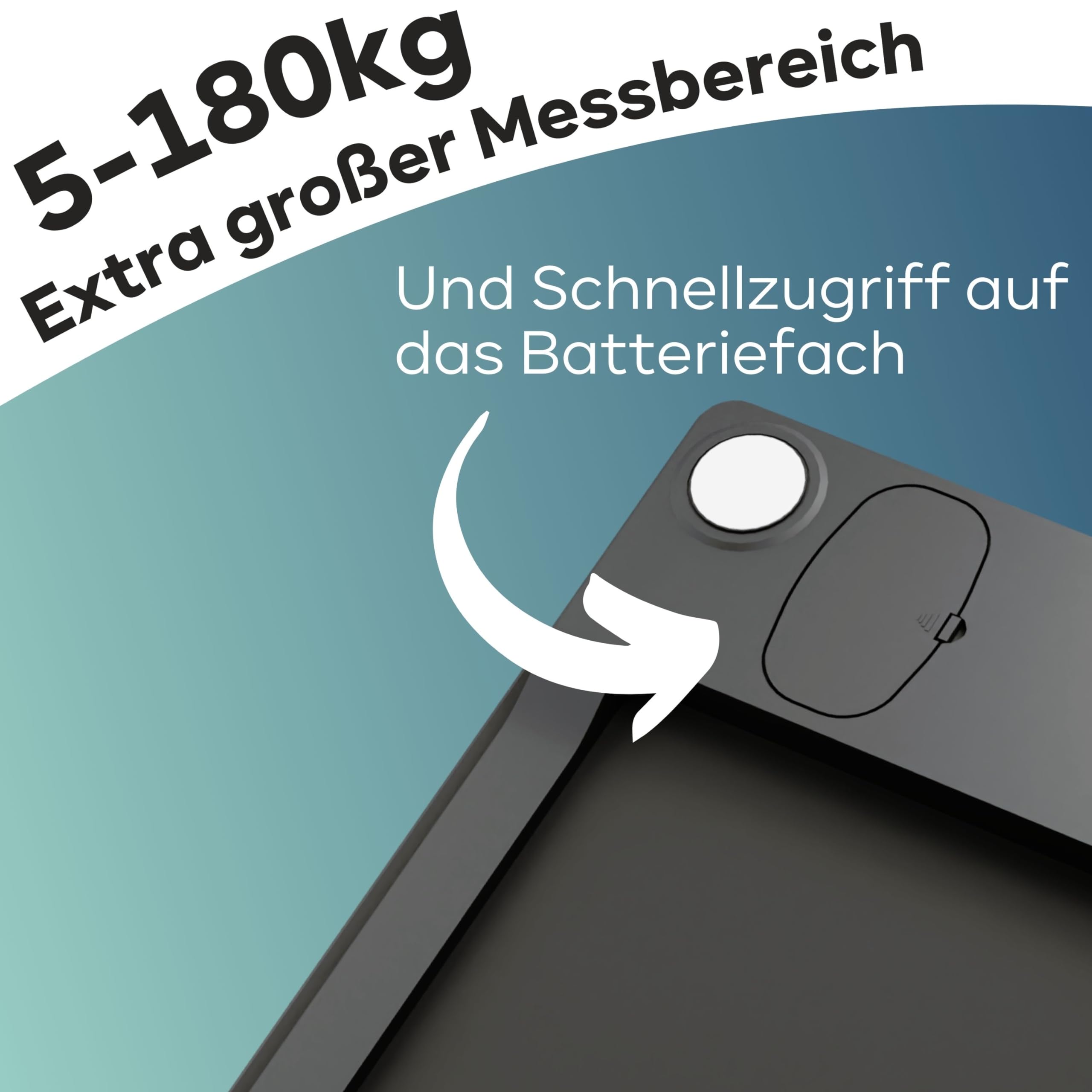 ProfiCare®Osobowy waga z powierzchnią szklaną | zakres 5-180 kg, duży wyświetlaciel LCD | step-on automatyczny