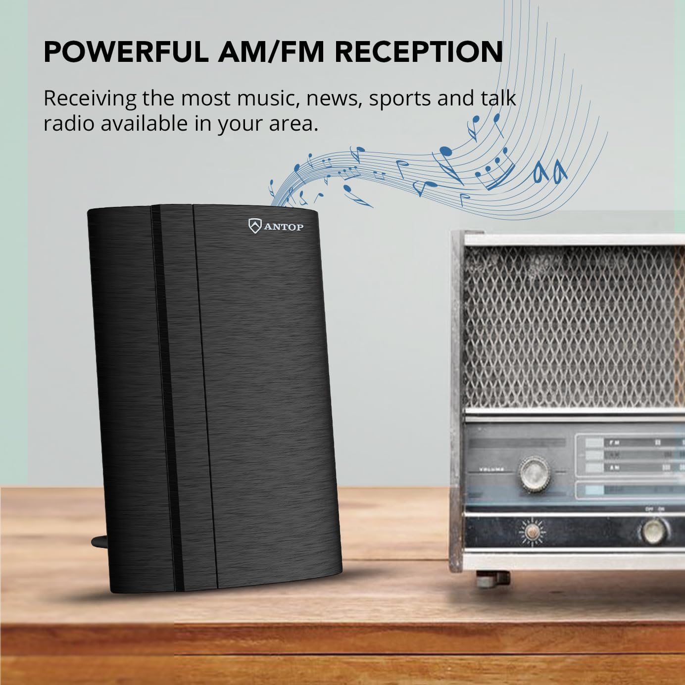 Antenne FM, antenne radio intérieure numérique AM/FM amplifiée à faible bruit, adaptée pour récepteurs stéréo domestiques, 80 km
