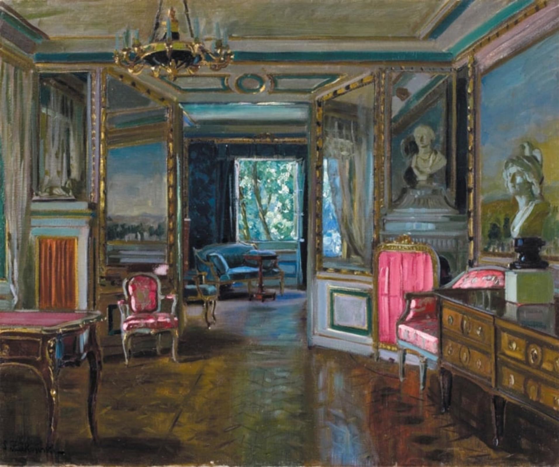 SERENDIPITP Retro Picture Poster Wall Art Pictures Painting the Private Apartments of Nicholas Ii in by Stanislav Zhukovsky Wall Art Canvas Print for Wall Decor 60x90cm
