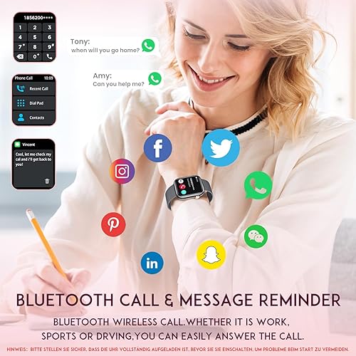 Miniatura 2 de Smartwatch - Reloj inteligente para mujer, reloj inteligente negro para mujer, responder llamadas Bluetooth, teléfonos Android, compatible con