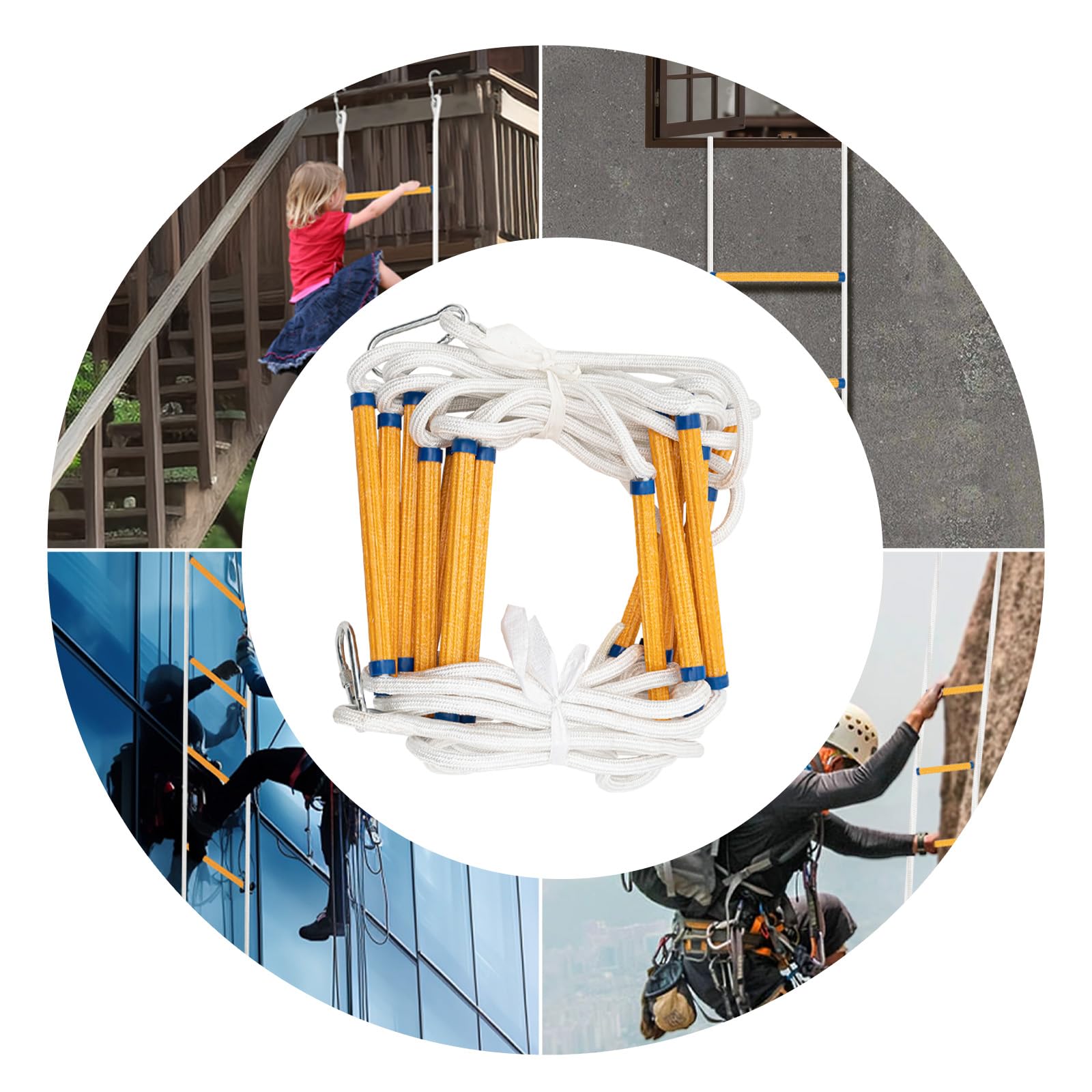 Escalera de bomberos de 12 m, capacidad de carga de aproximadamente 200 kg, para escapar de incendios, escalera de cuerda, resistente al fuego para rescate de incendios, construcción civil,