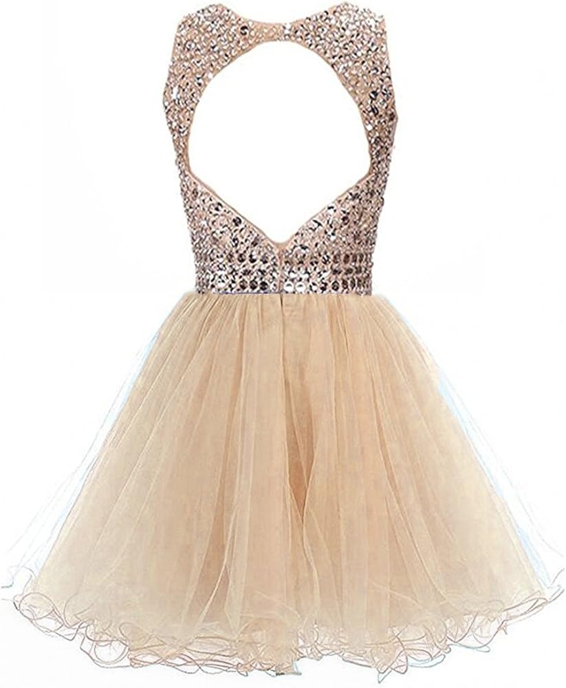 beaded bodice homecoming dresses Sparkly Blue Beaded Corset A Line Short Homecoming Dress – BIZTUNNEL main image 0