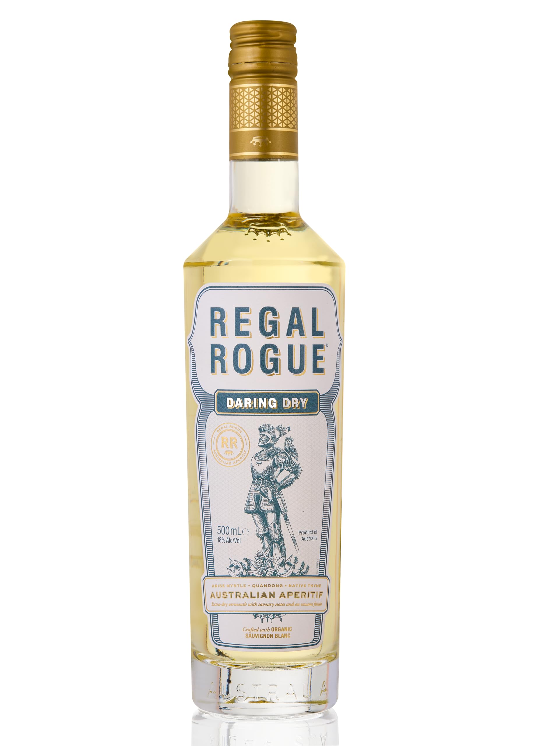 Award Winning Regal Rogue Daring Dry Organic Vermouth| DRINK BETTER for Wet Martini Cocktails | Savour and Umami | Low Sugar | Vegan Friendly | Gluten Free | 18% ABV | 500ml