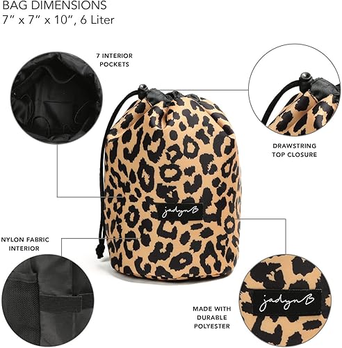 Miniatura 3 de Jadyn Cinch Top - Bolsa compacta de maquillaje de viaje y organizador de cosméticos para mujer, Leopardo, Cinch cosmético