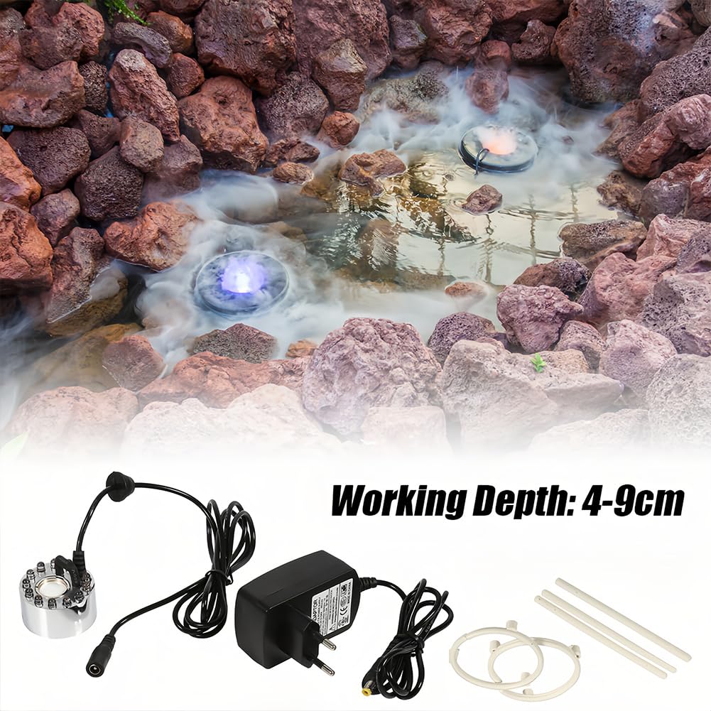 Joyzan Nebelmaschine, Ultraschall Verneblerchernebel-Hersteller Wasserzerstäuber Nebelerzeuger Zerstäuber Luftbefeuchter für Aquarium Wasser Brunnen Teich Gartenbau Landschaftliche[EU Plug Adapter]