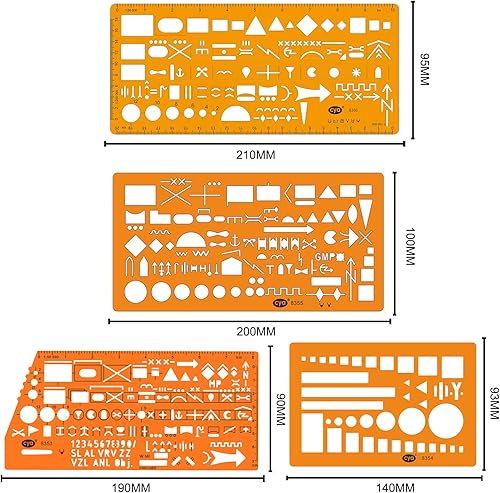 Miniatura 5 de CYA Paquete de 3 plantillas de plantilla de marcado de mapa militar para dibujo y dibujo del ejército de la OTAN en mapa táctico