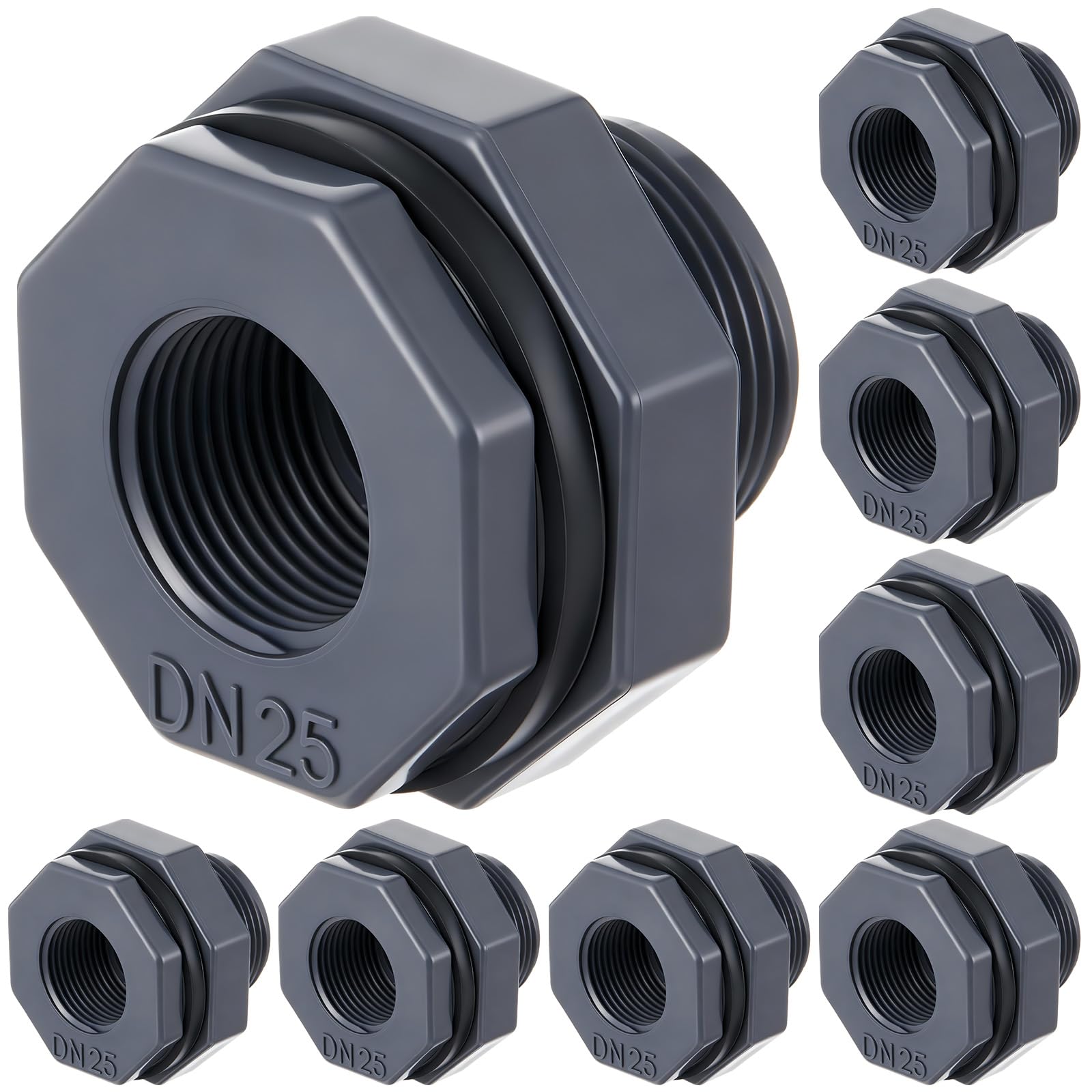 8 Pcs 1 Inch Bulkhead Fitting PVC Npt Tank Connector