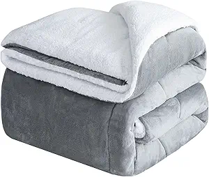 CHOSHOME Sherpa Fleece Throw Blanket- Thick and Warm Blanket for Winter, Soft Fuzzy Plush Throw Size Blanket for Couch, Bed - (50" x 70", Grey)