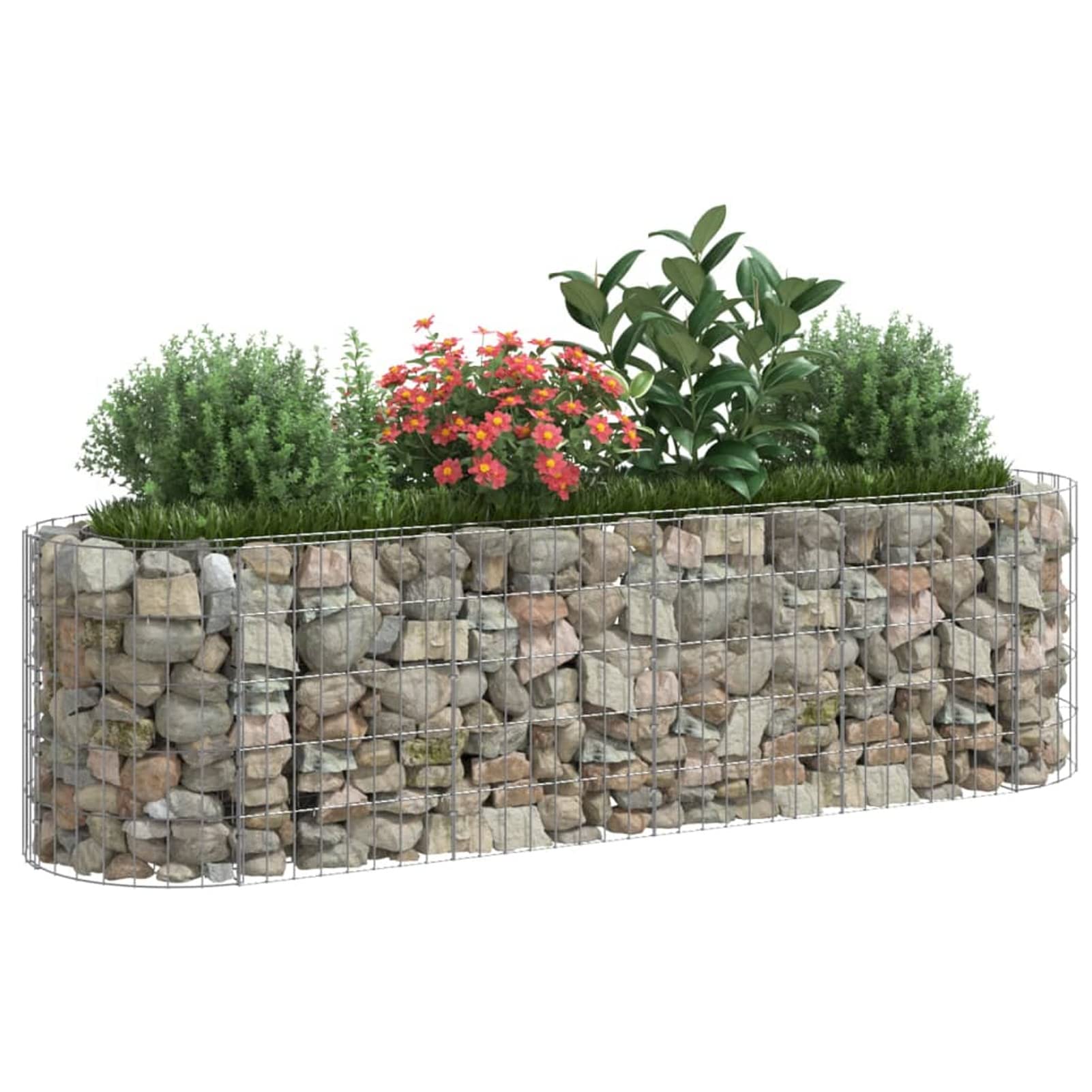 Gabionen-Hochbeet, Kräuterspirale, Hochbeet Im Garten, Pflanzkübel, Pflanzsteine, Verzinktes Eisen 190x50x50 cm