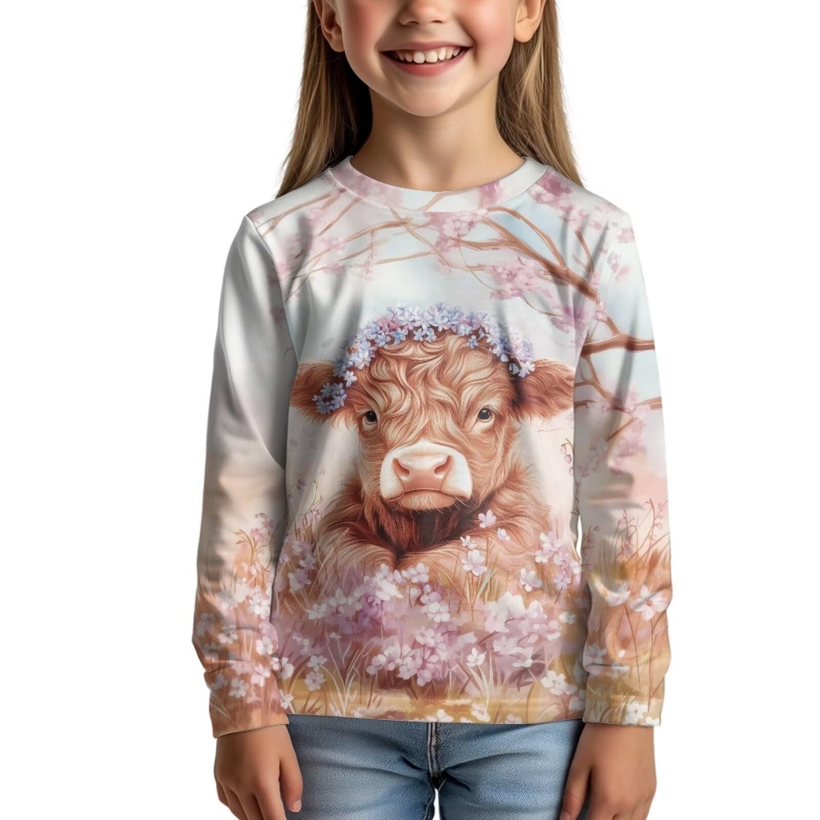 Uourmeti Girls Graphic Tees Long Sleeve T Shirts for Teens Casual Tshirts Junior Sportswear Fall Tops