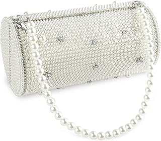 Borse da donna con perle cilindriche, pochette per matrimonio, fidanzamento, cocktail, feste, ballo, pochette per donne formale